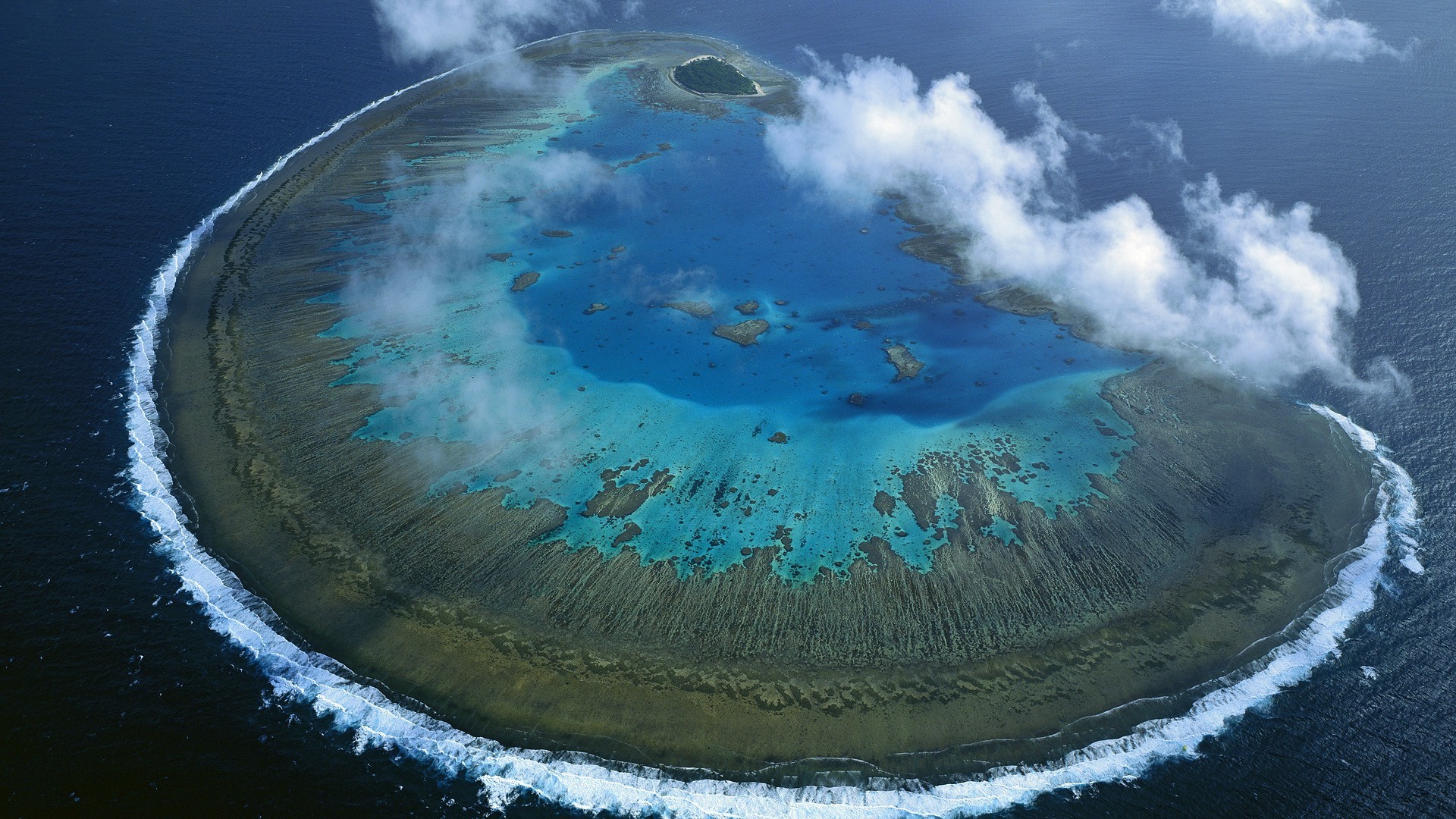 General 1920x1080 Australia island water sea clouds landscape deserted Island nature green lagoon atols