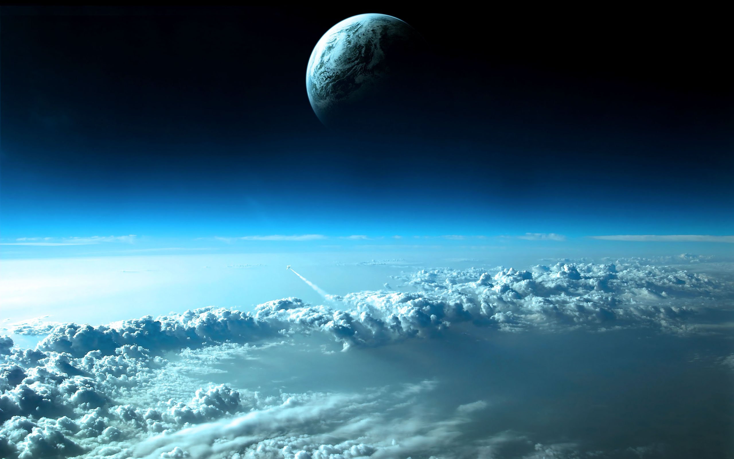 General 2560x1600 space Earth clouds Moon planet artwork digital art space art atmosphere