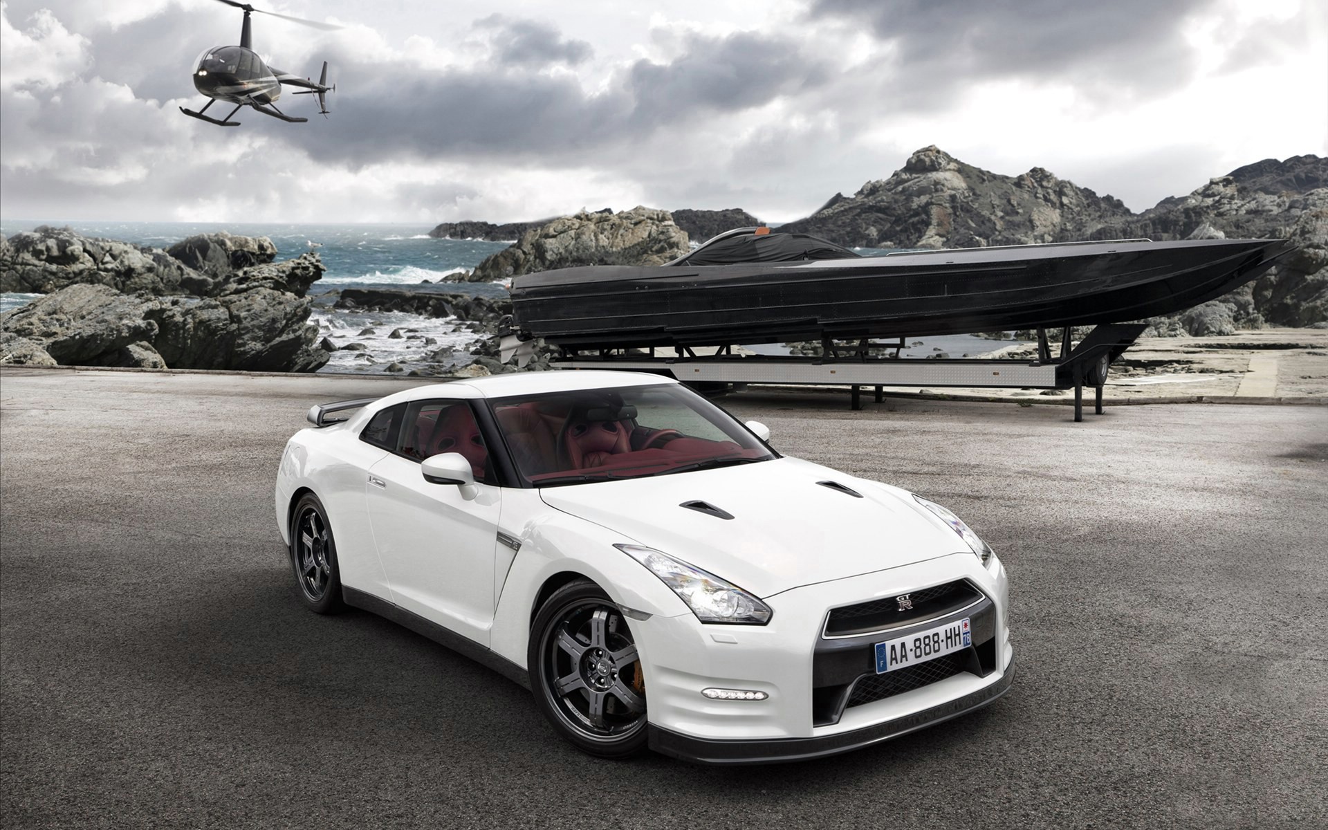 General 1920x1200 car Nissan Nissan GT-R helicopters boat vehicle white cars