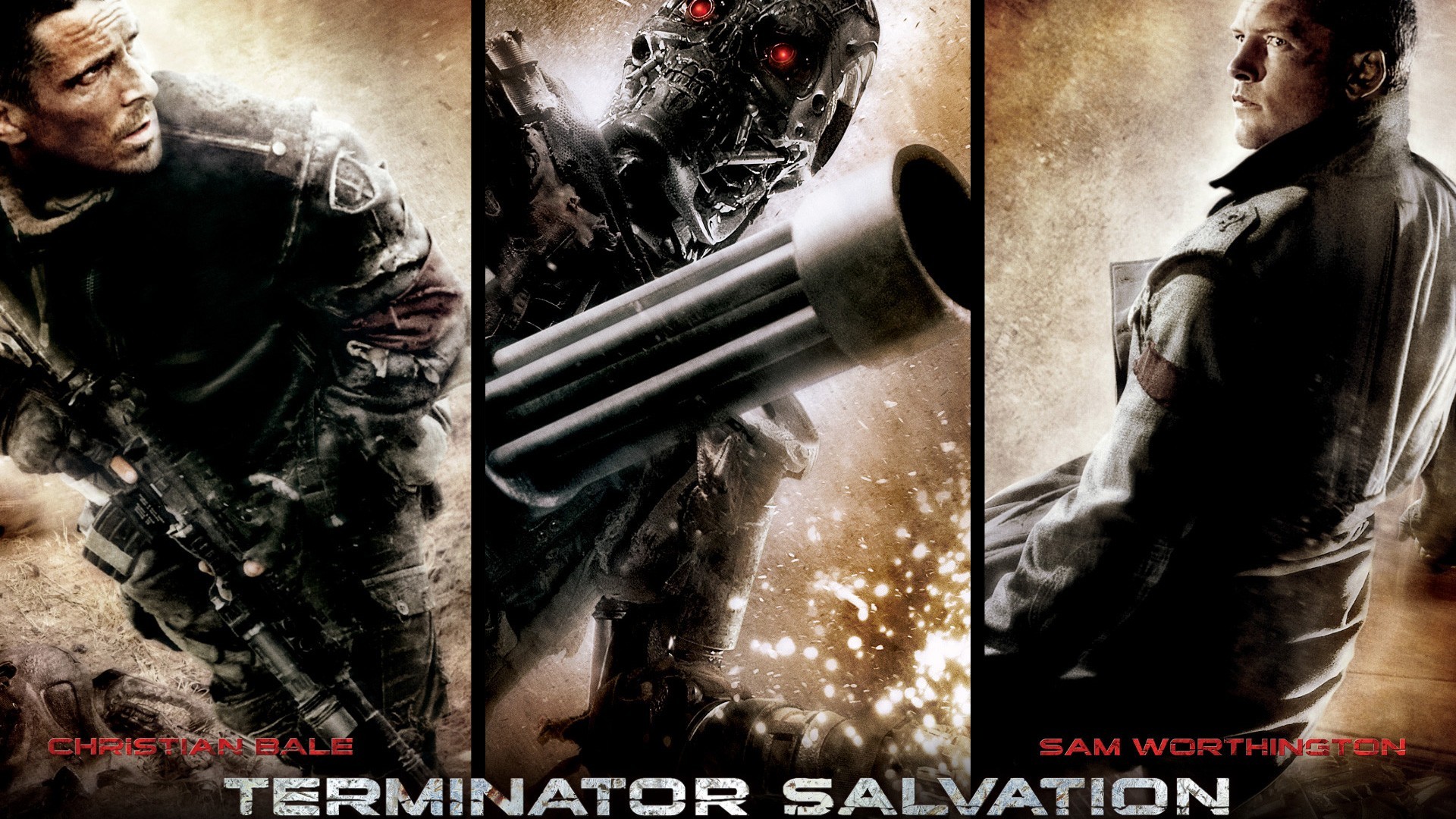 General 1920x1080 movies Terminator Terminator Salvation collage robot movie poster science fiction Sam Worthington Christian Bale
