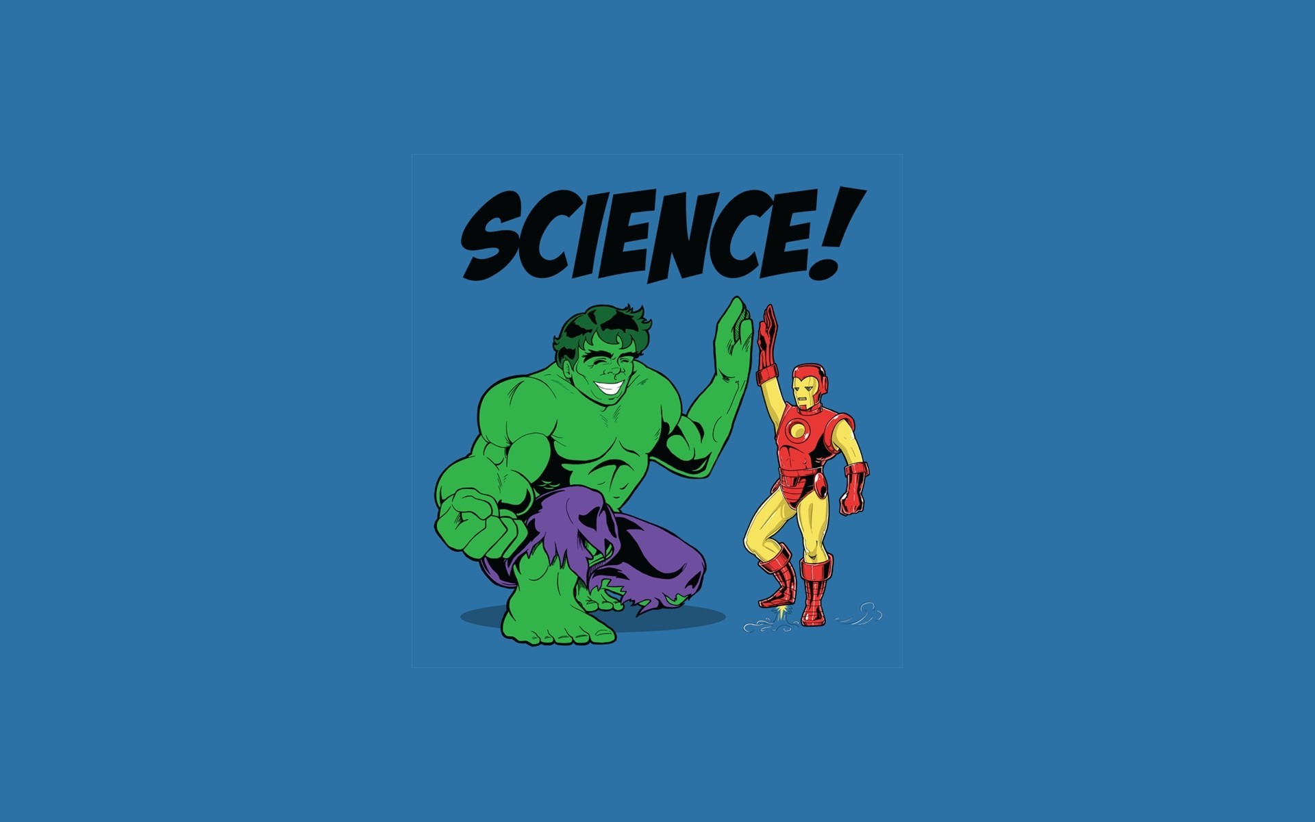 General 1920x1200 Marvel Comics Hulk Iron Man science humor blue background comic art simple background