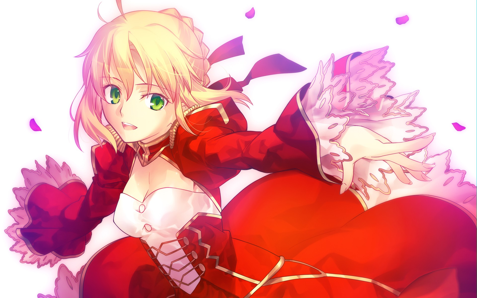 Anime 1920x1200 anime anime girls blonde green eyes simple background looking at viewer Nero Claudius Fate series