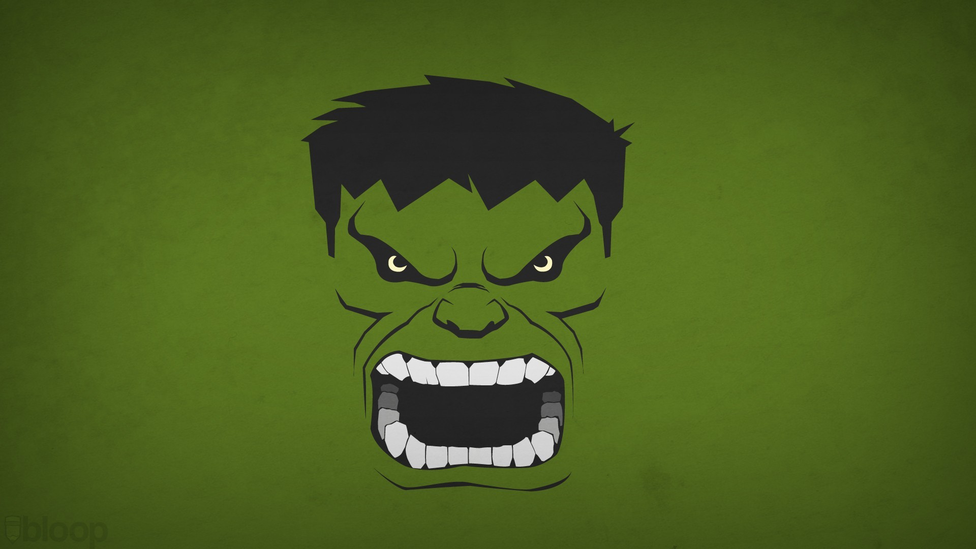 General 1920x1080 comics Hulk hero Blo0p superhero angry face green skin green background simple background comic art