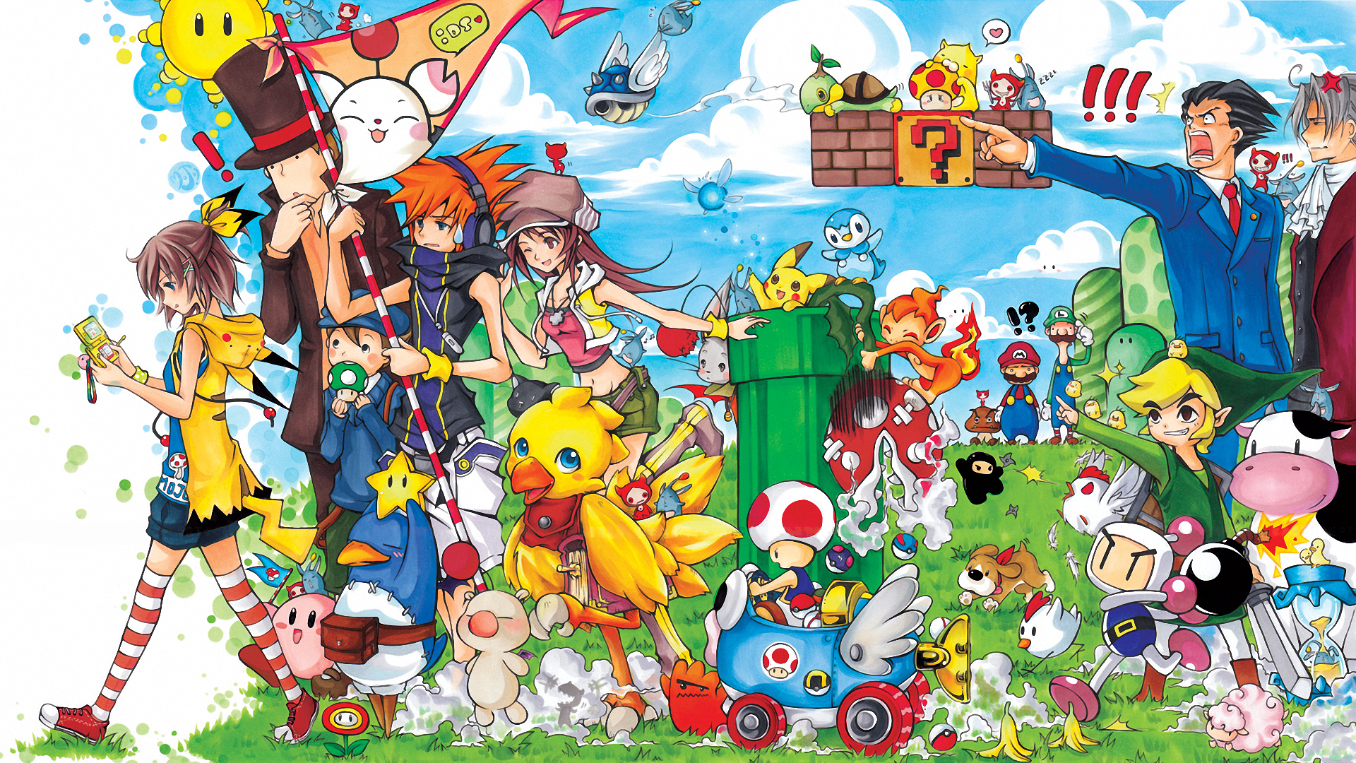 Anime 1920x1080 Mario Bros. The Legend of Zelda video games Pokémon Nintendo DS The World Ends With You Link bomberman Mario Kart ace attorney Disgaea Final Fantasy Harvest Moon Video Game Crossover