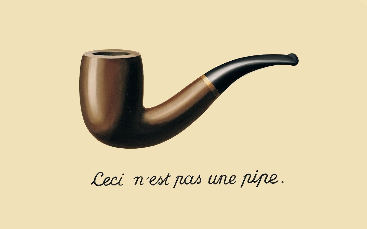 General 1440x900 pipes René Magritte painting surreal minimalism simple background typography text shiny