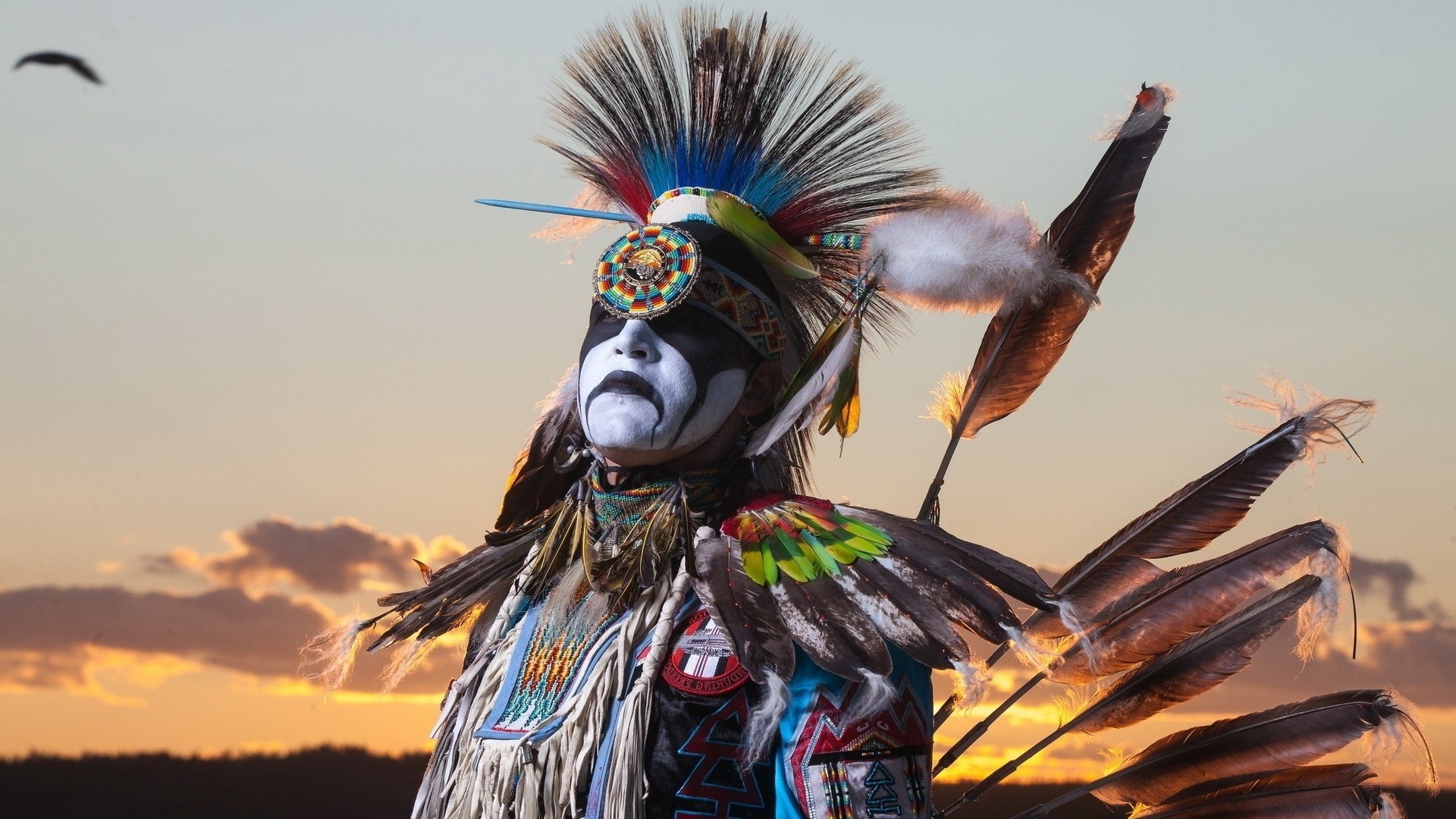 People 1920x1080 Native Americans headdress feathers men