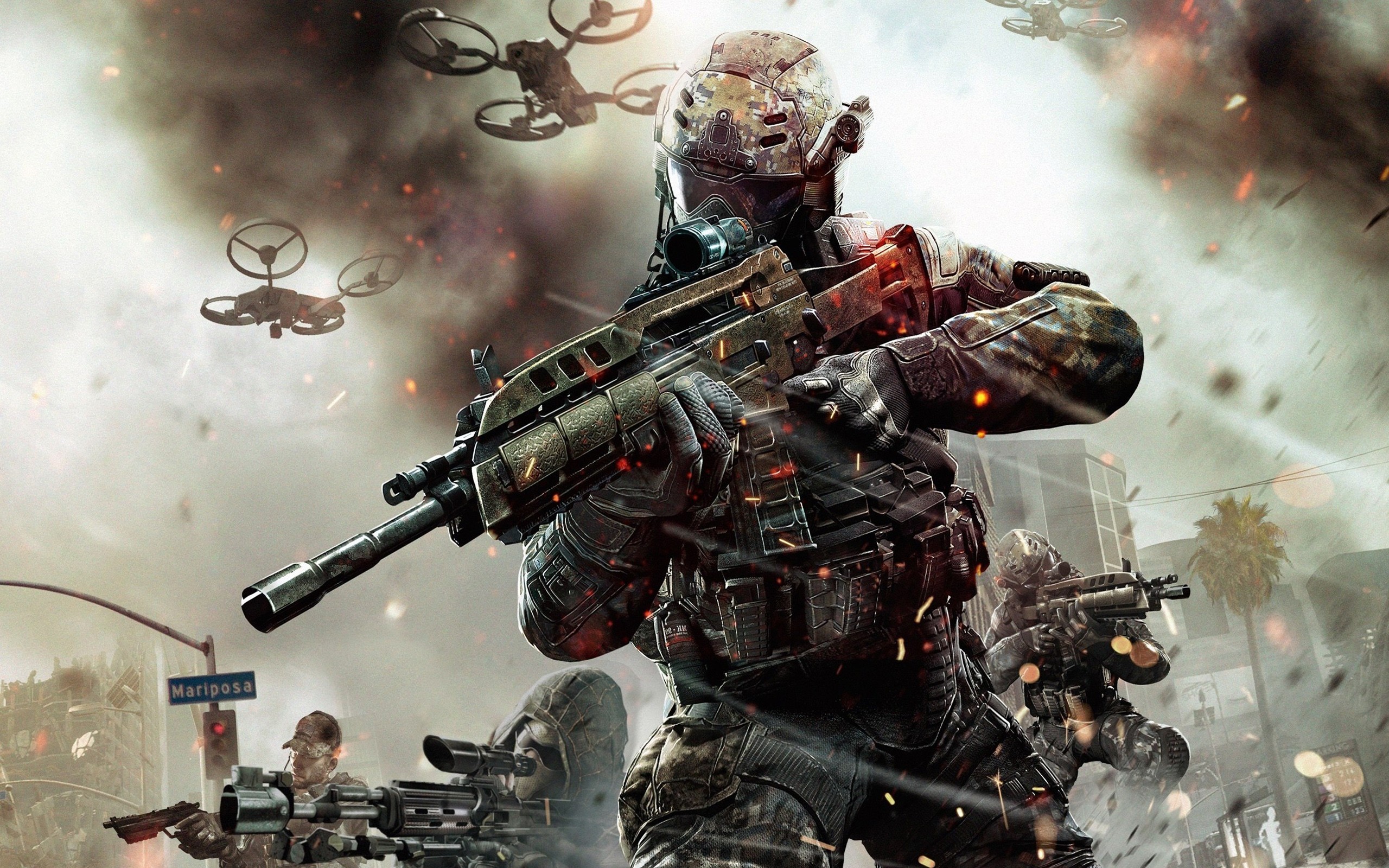 General 2560x1600 Call of Duty: Black Ops II video games Call of Duty video game art PC gaming soldier weapon machine gun battle rifles