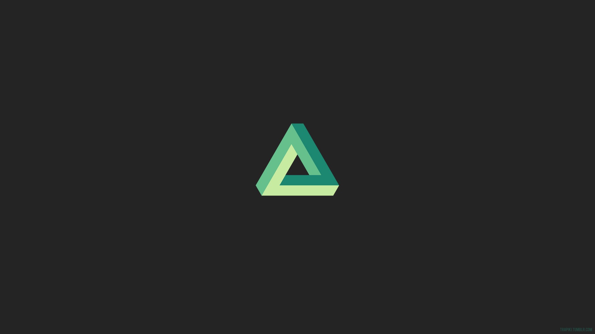 General 1920x1080 Penrose triangle triangle minimalism gray simple background digital art green