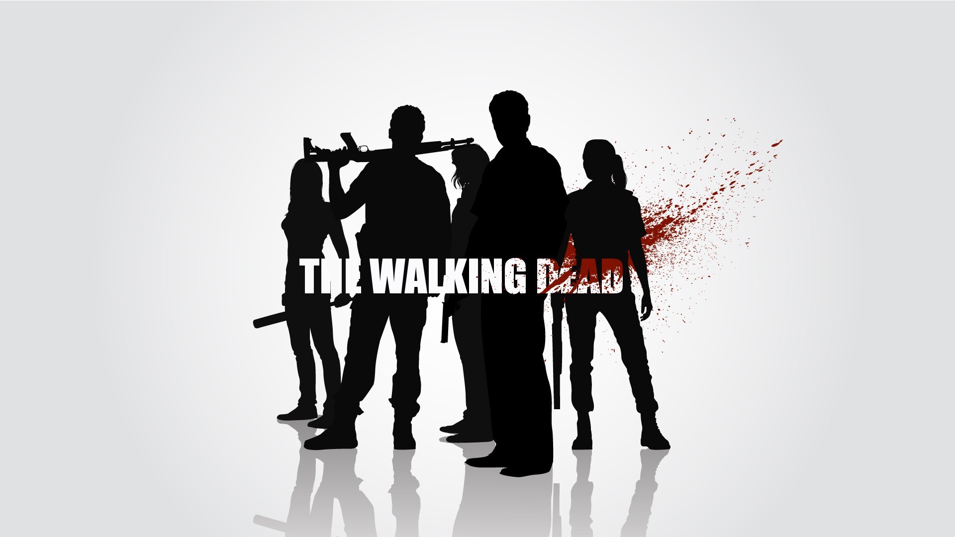 General 1920x1080 blood silhouette simple background TV series The Walking Dead white background women men weapon blood spatter