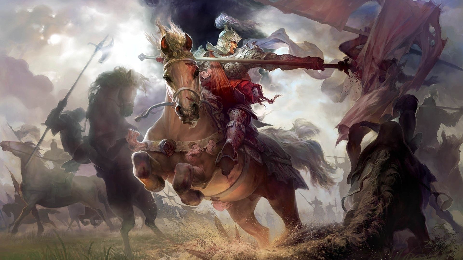 General 1920x1080 horse fantasy art knight spear