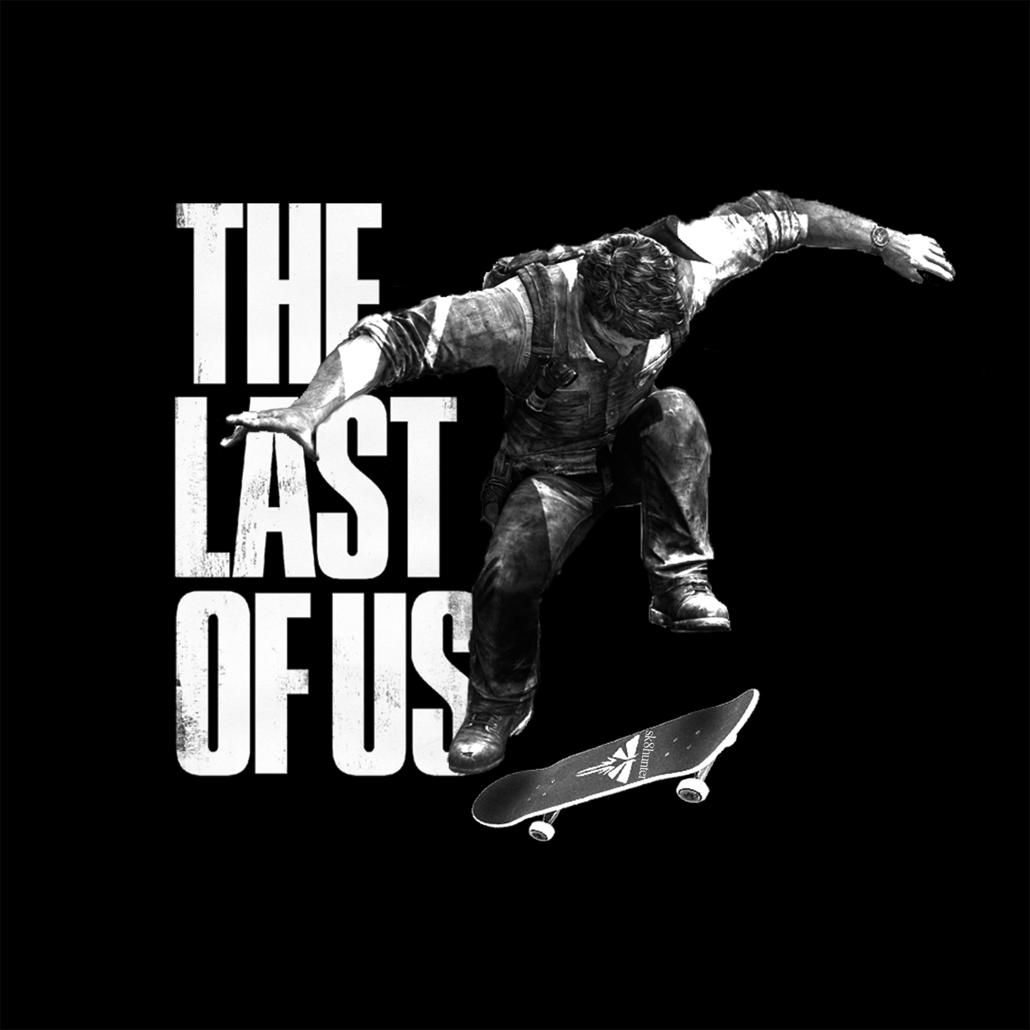 General 4167x4167 The Last of Us Joel Miller video games skateboard video game art monochrome simple background black background