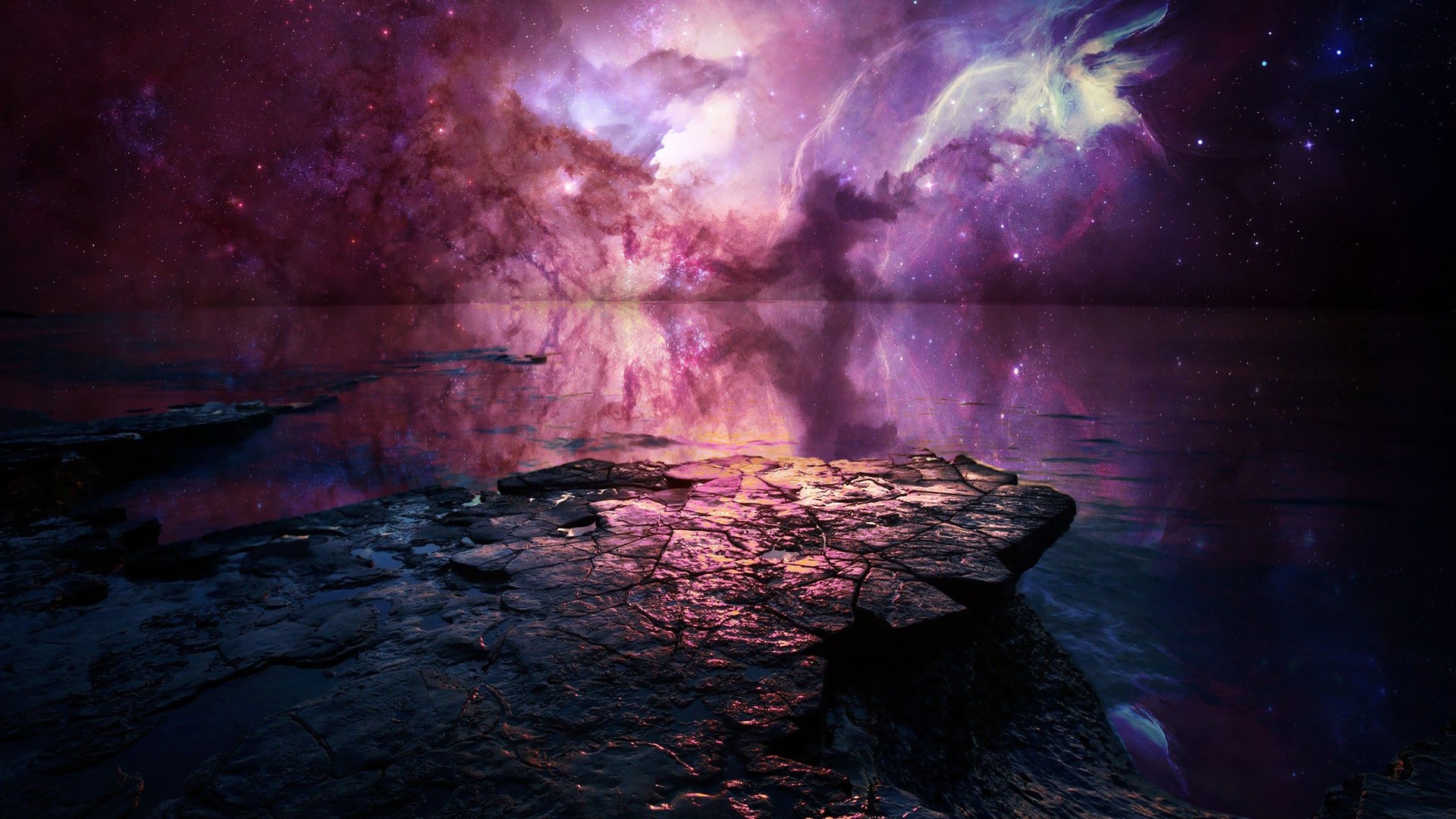 General 1920x1080 artwork fantasy art concept art science fiction planet nebula sky stars