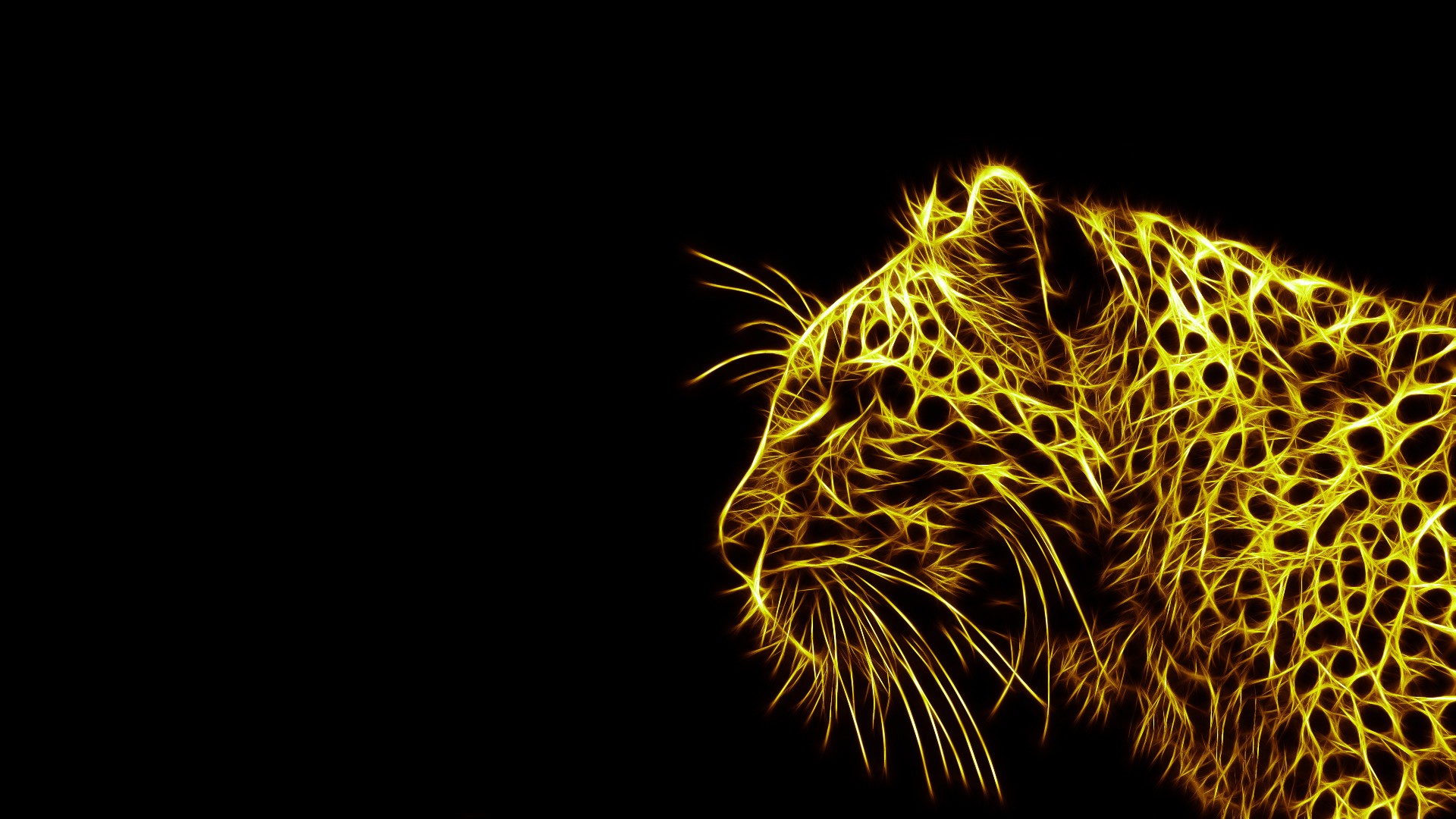 General 1920x1080 black background Fractalius animals lion big cats mammals digital art simple background