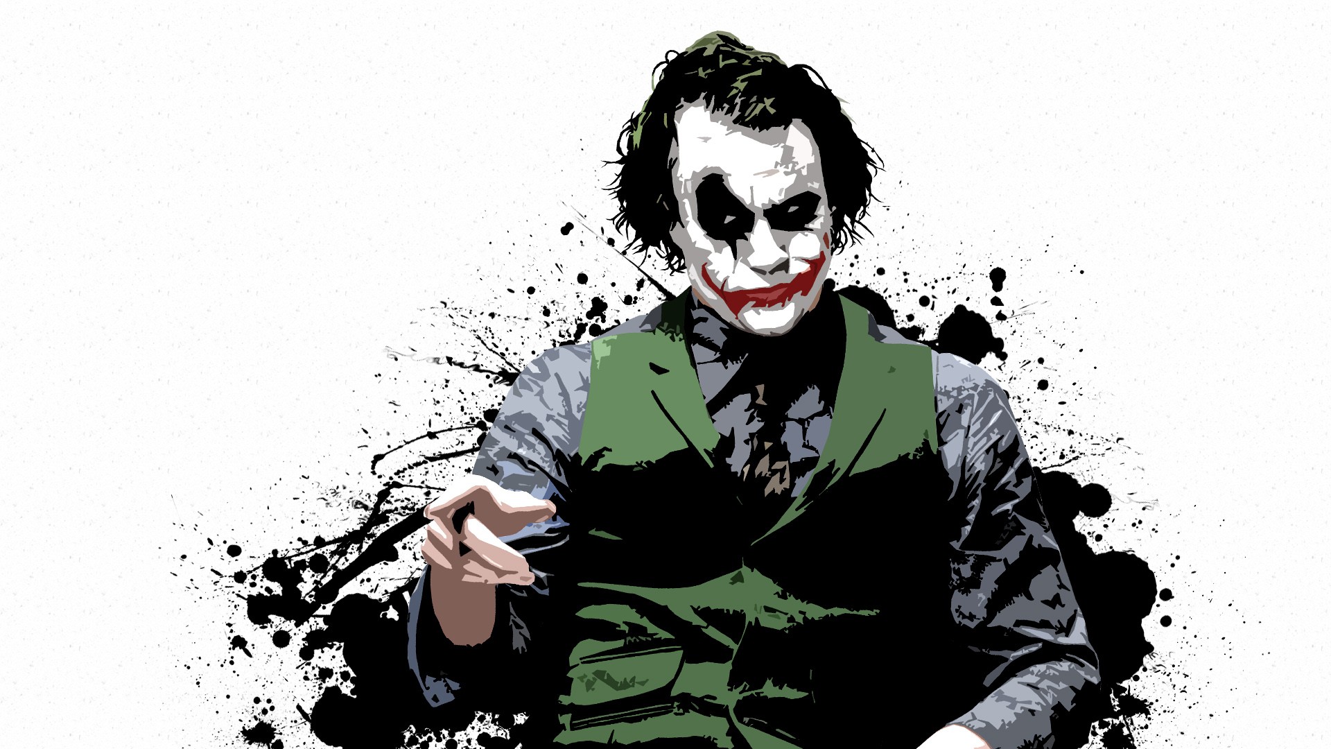 General 1920x1080 Joker The Dark Knight paint splatter Batman MessenjahMatt Heath Ledger movies actor deceased DC Comics Christopher Nolan