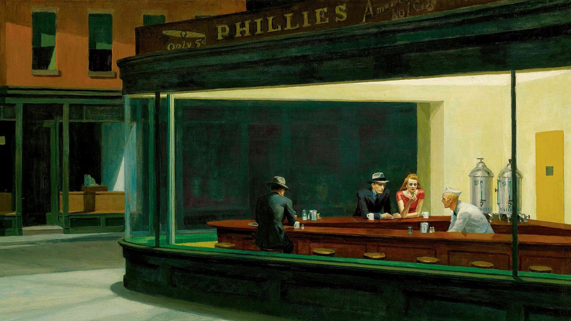 General 1920x1080 Edward Hopper classic art Nighthawks painting diner