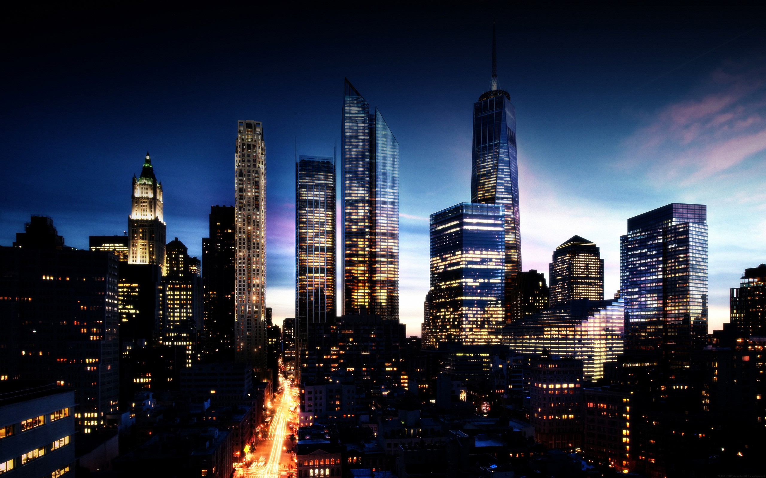 General 2560x1600 city Manhattan New York City skyscraper city lights USA cityscape