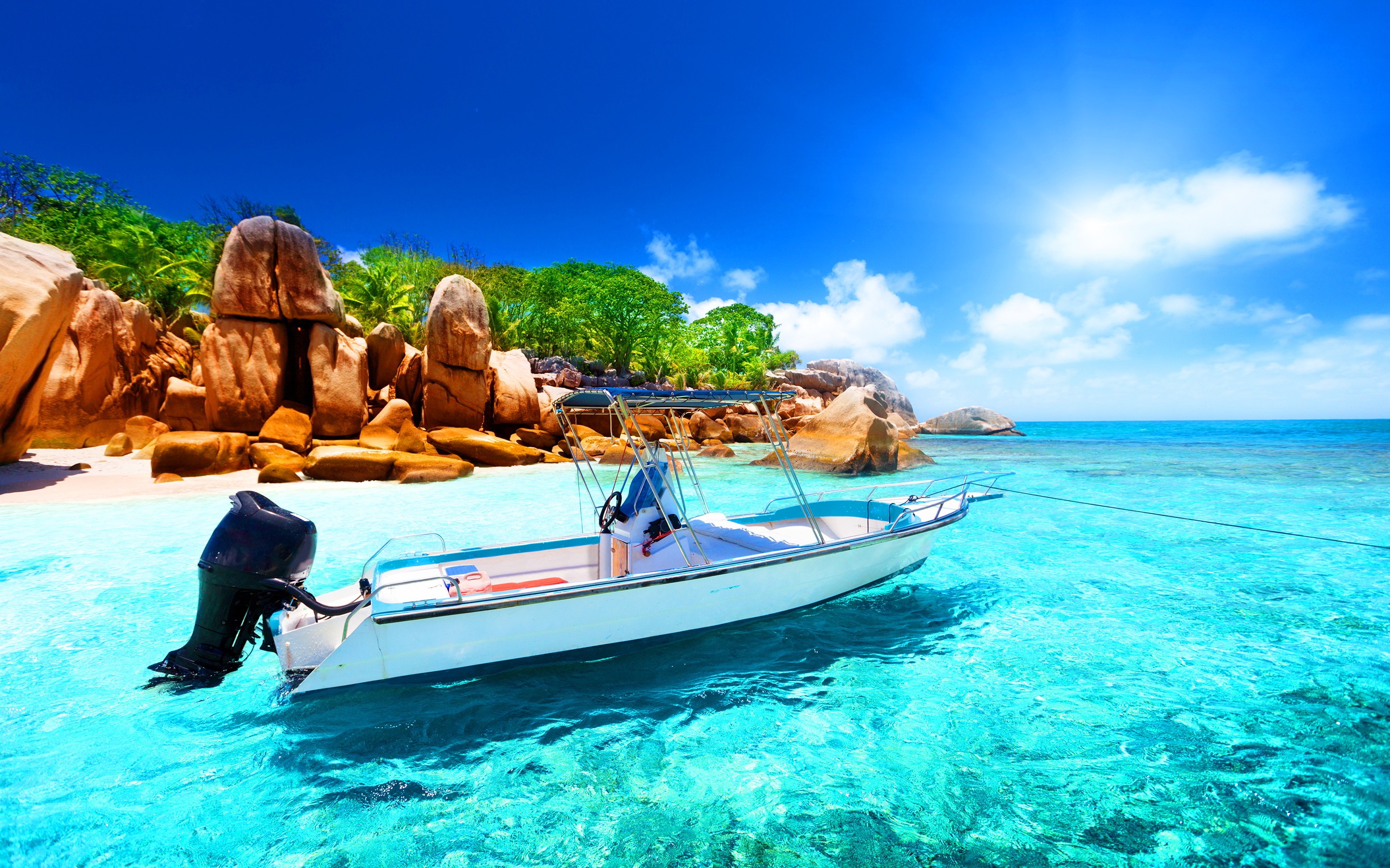 General 2880x1800 Seychelles boat sea nature vehicle outdoors water