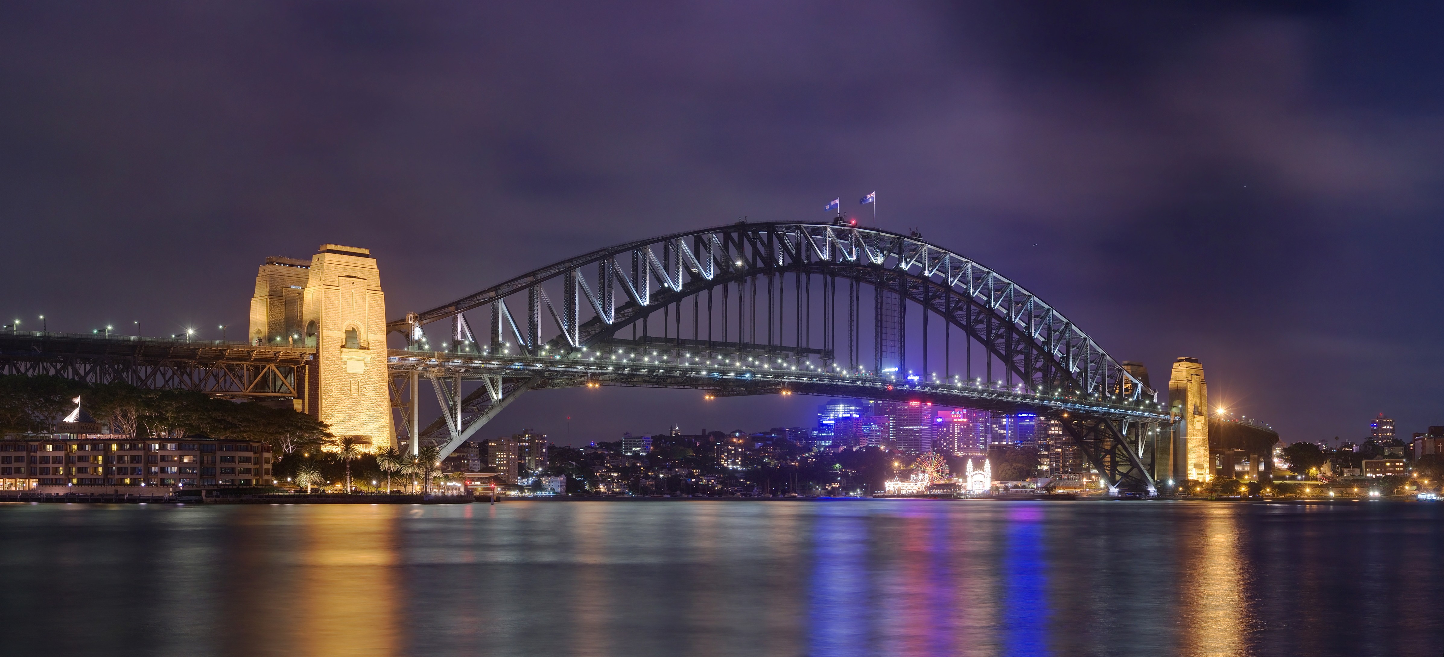 General 4787x2180 city bridge lights cityscape Sydney Australia