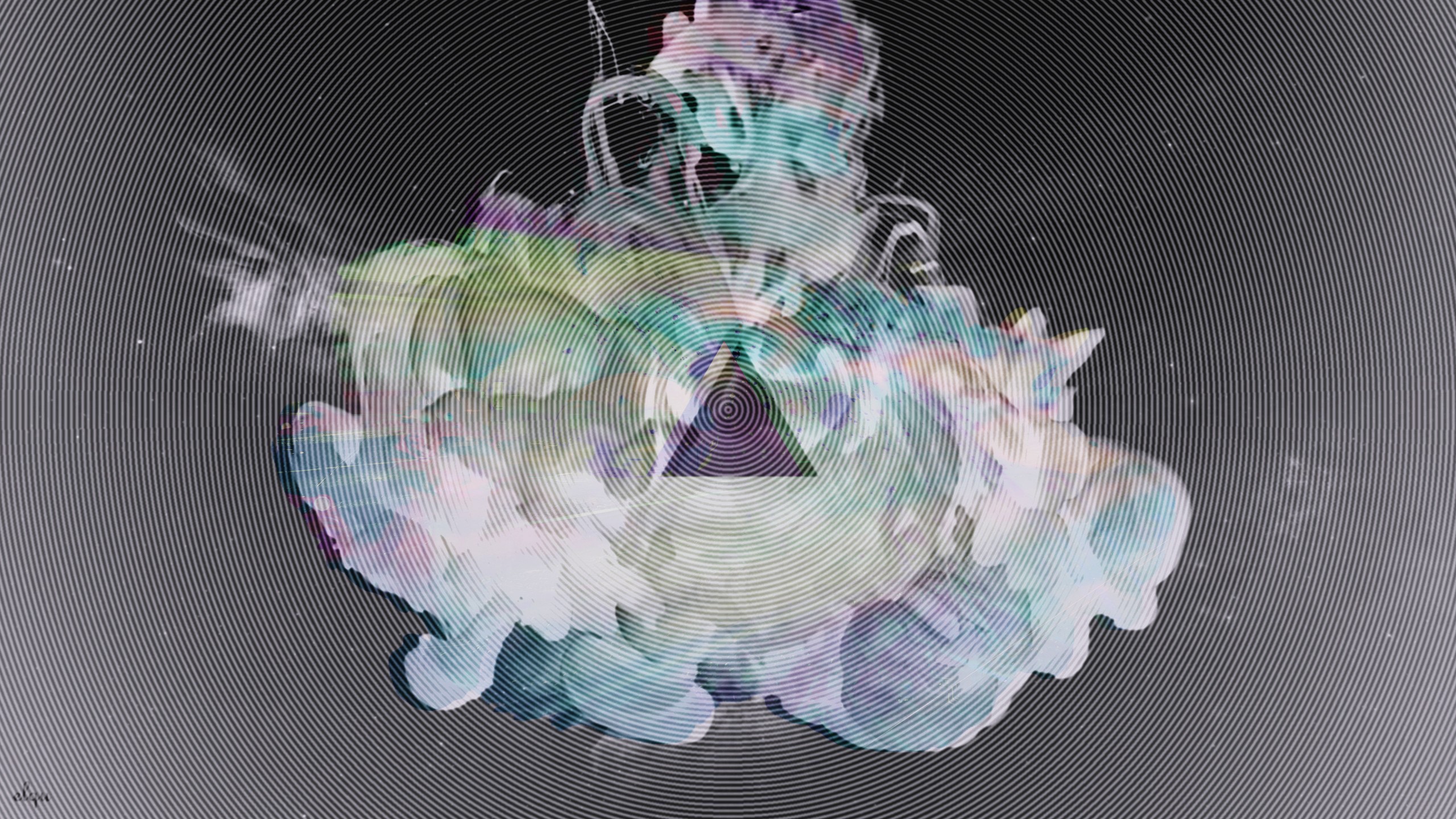 General 2560x1440 digital art abstract triangle artwork smoke geometric figures