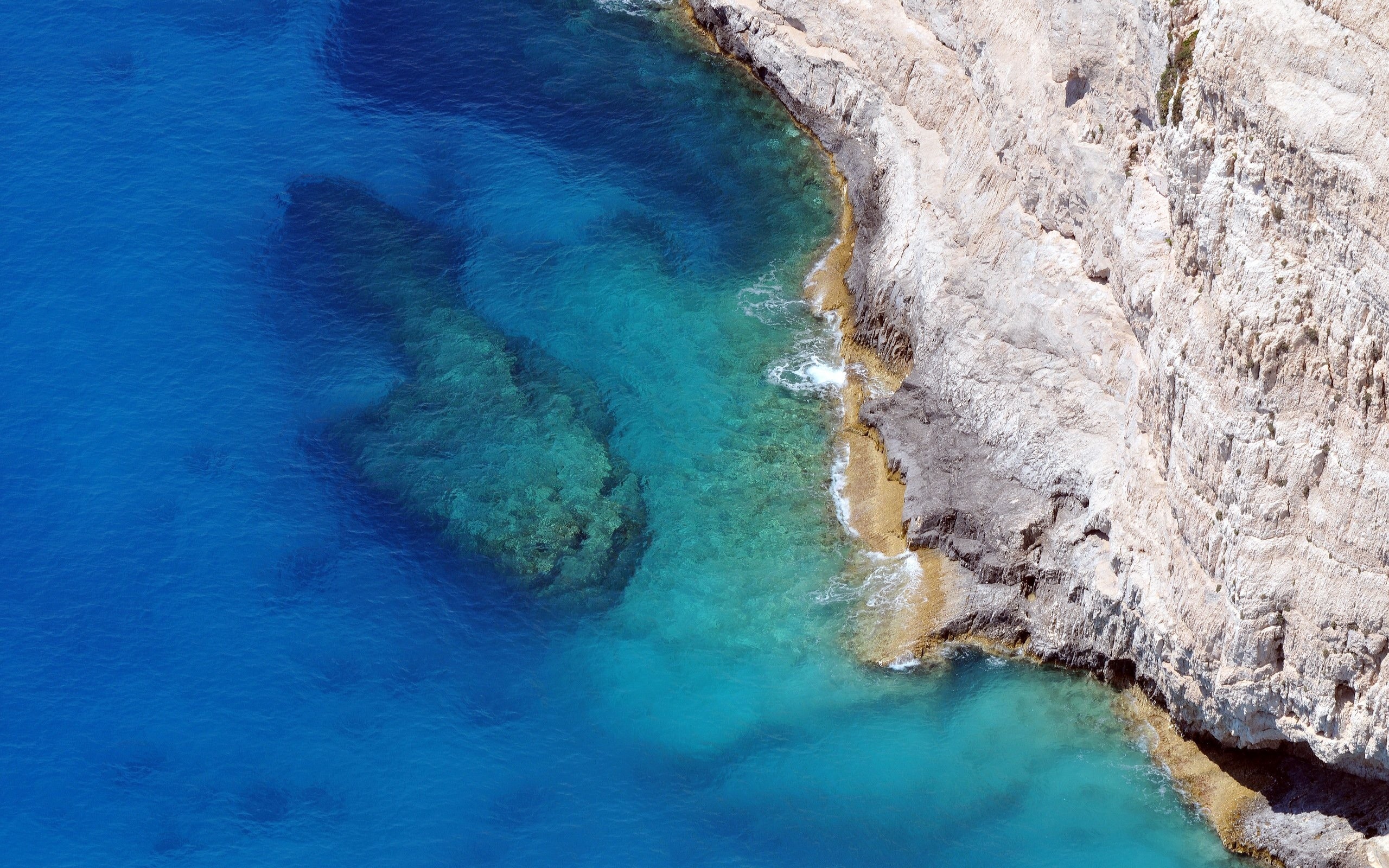 General 2560x1600 landscape nature coast navagio beach Greece cliff water sea rocks rock formation