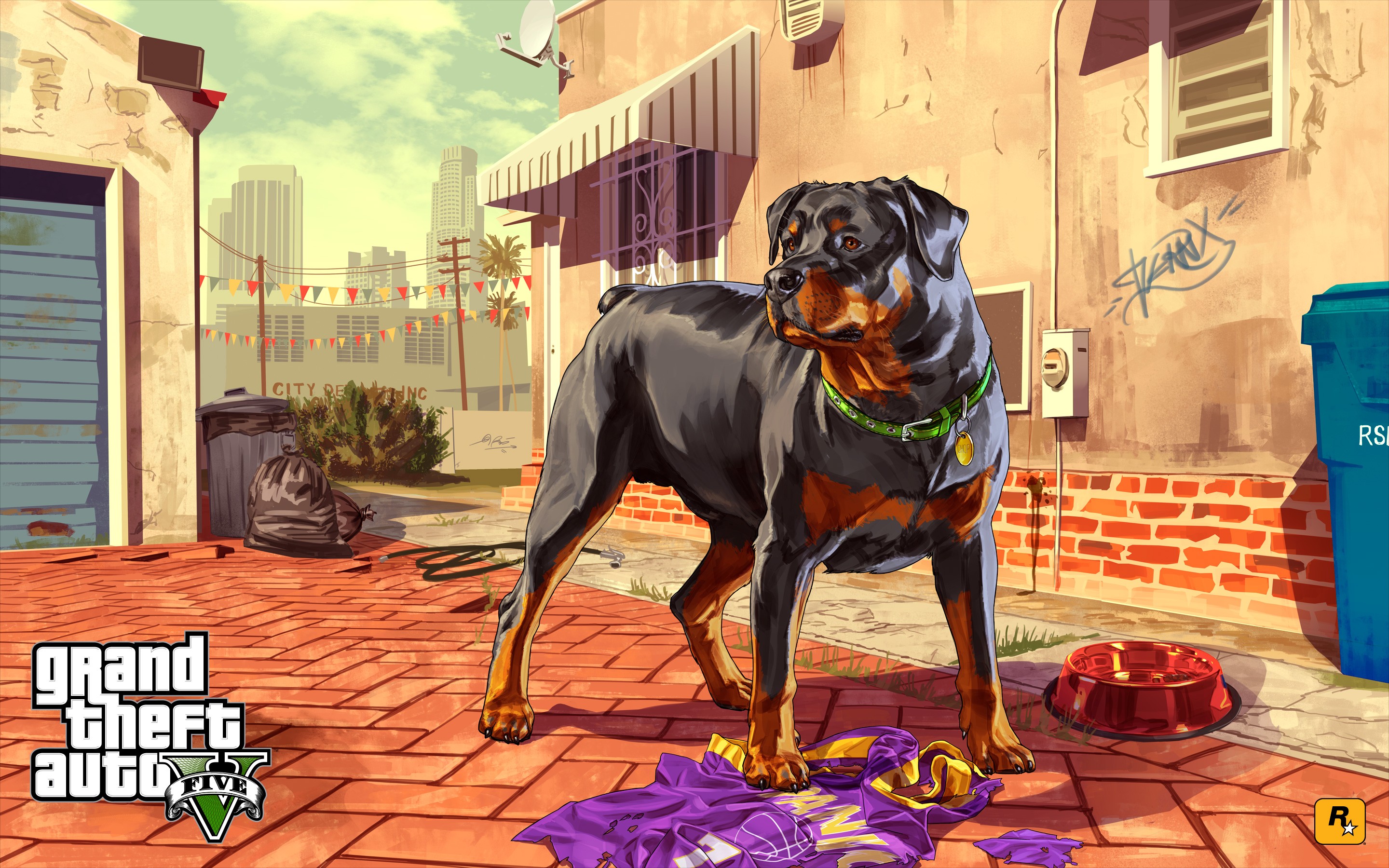 General 2880x1800 dog video games PC gaming Rockstar Games animals mammals Grand Theft Auto V video game art