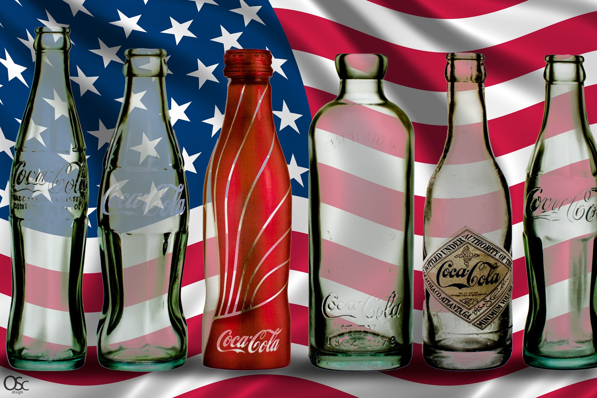 General 1920x1280 Coca-Cola flag bottles USA American flag brand