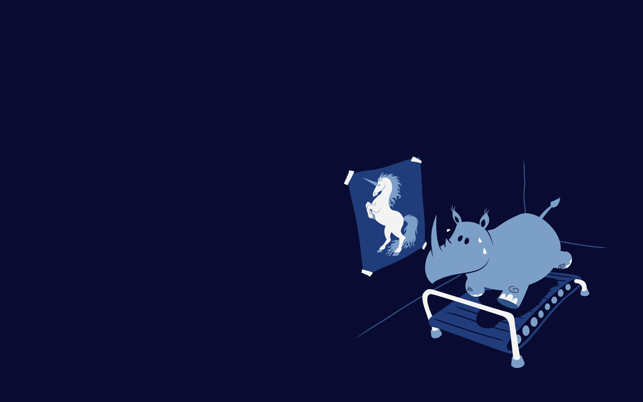 General 1280x800 minimalism rhino humor treadmills blue background blue unicorn simple background animals