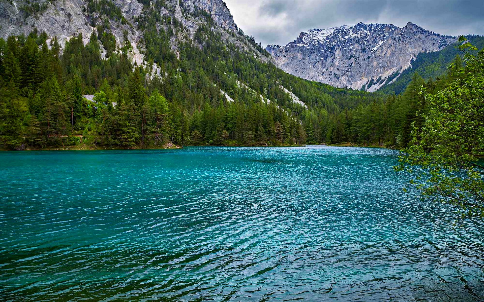 General 1920x1200 nature landscape summer lake forest mountains Alps Austria water trees turquoise green