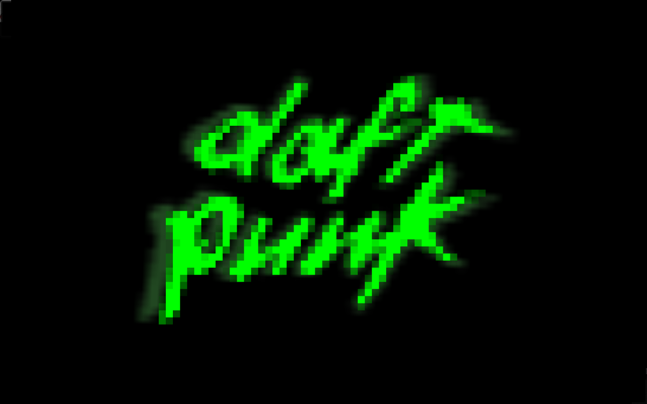 General 1280x800 Daft Punk typography pixelated pixel art green simple background black background digital art music electronic music