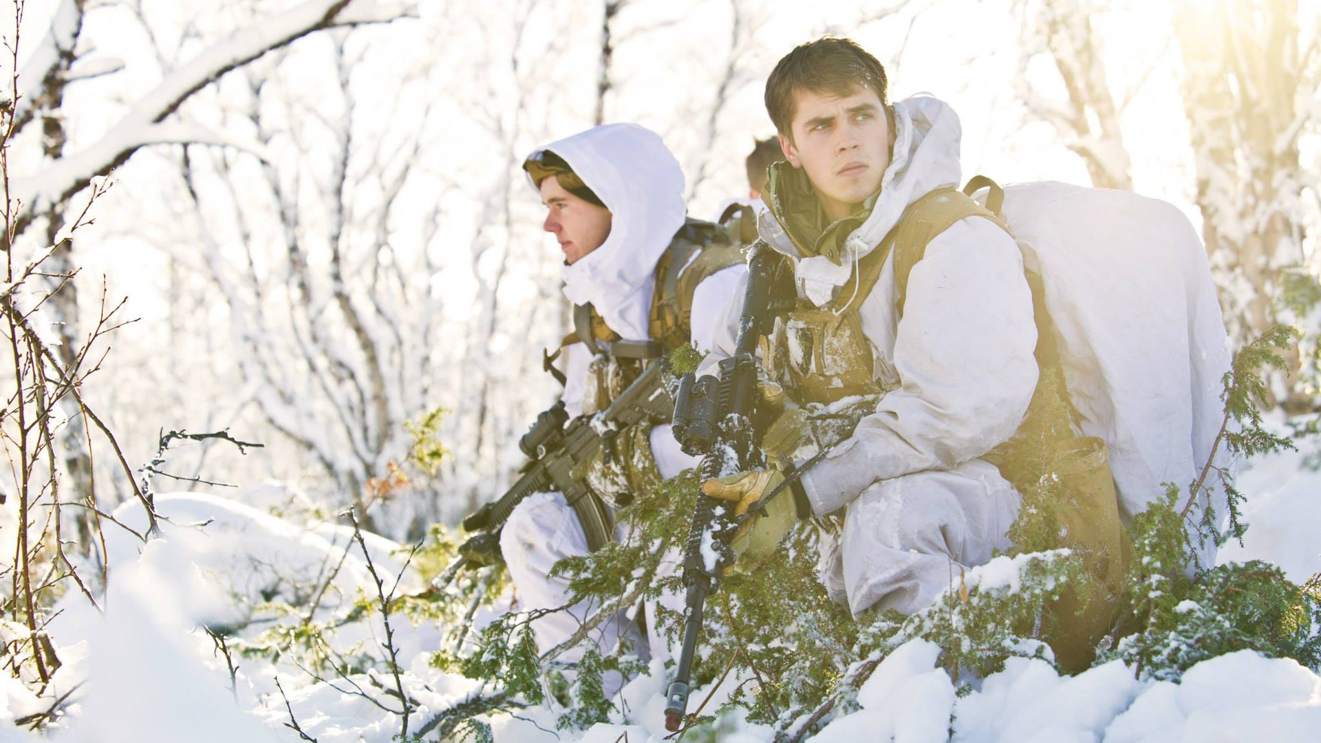 People 1920x1080 military Norway Norwegian Army snow forest men winter weapon