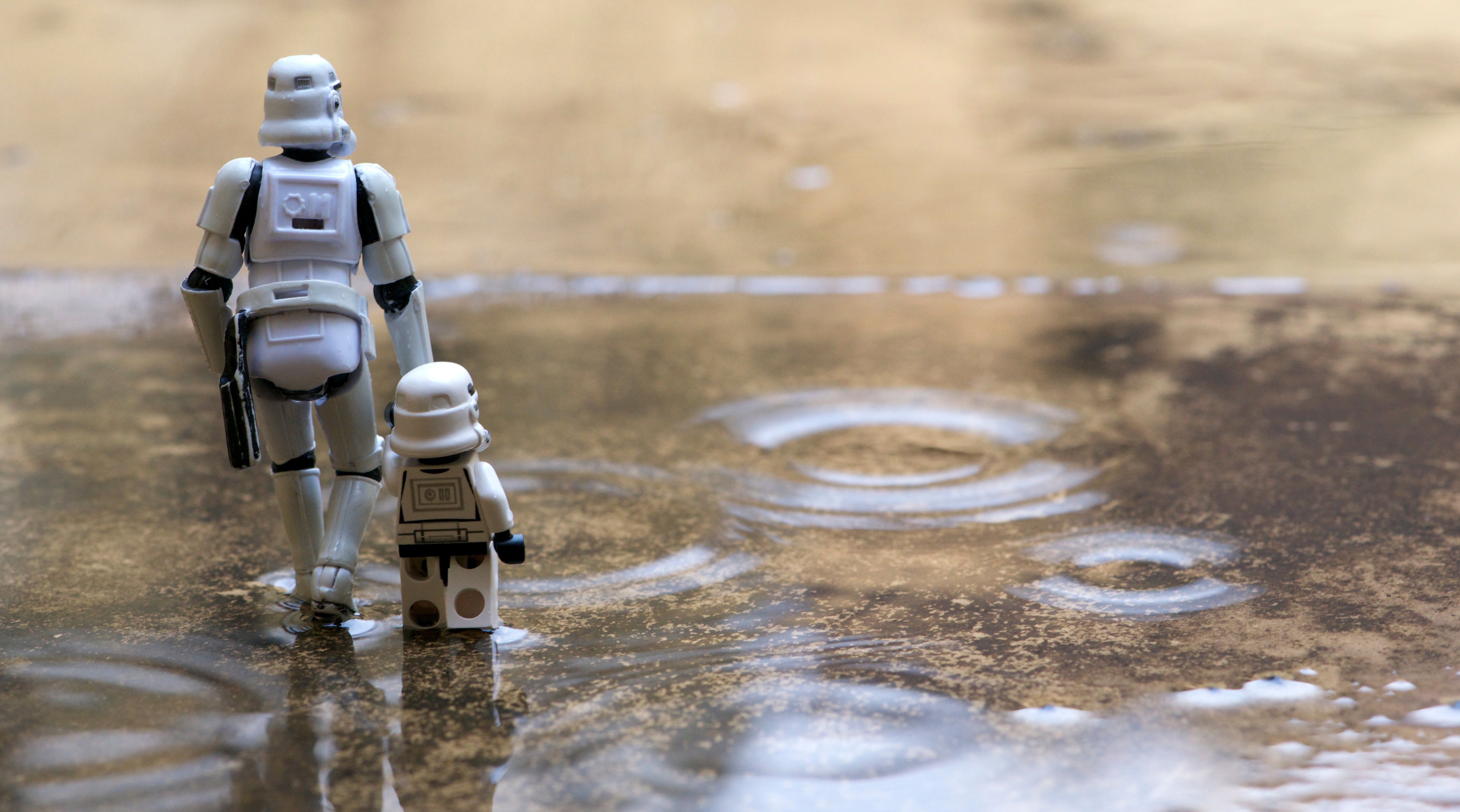 General 6200x3450 Star Wars stormtrooper LEGO rain pond toys humor wet beige figurines action figures water outdoors movie characters