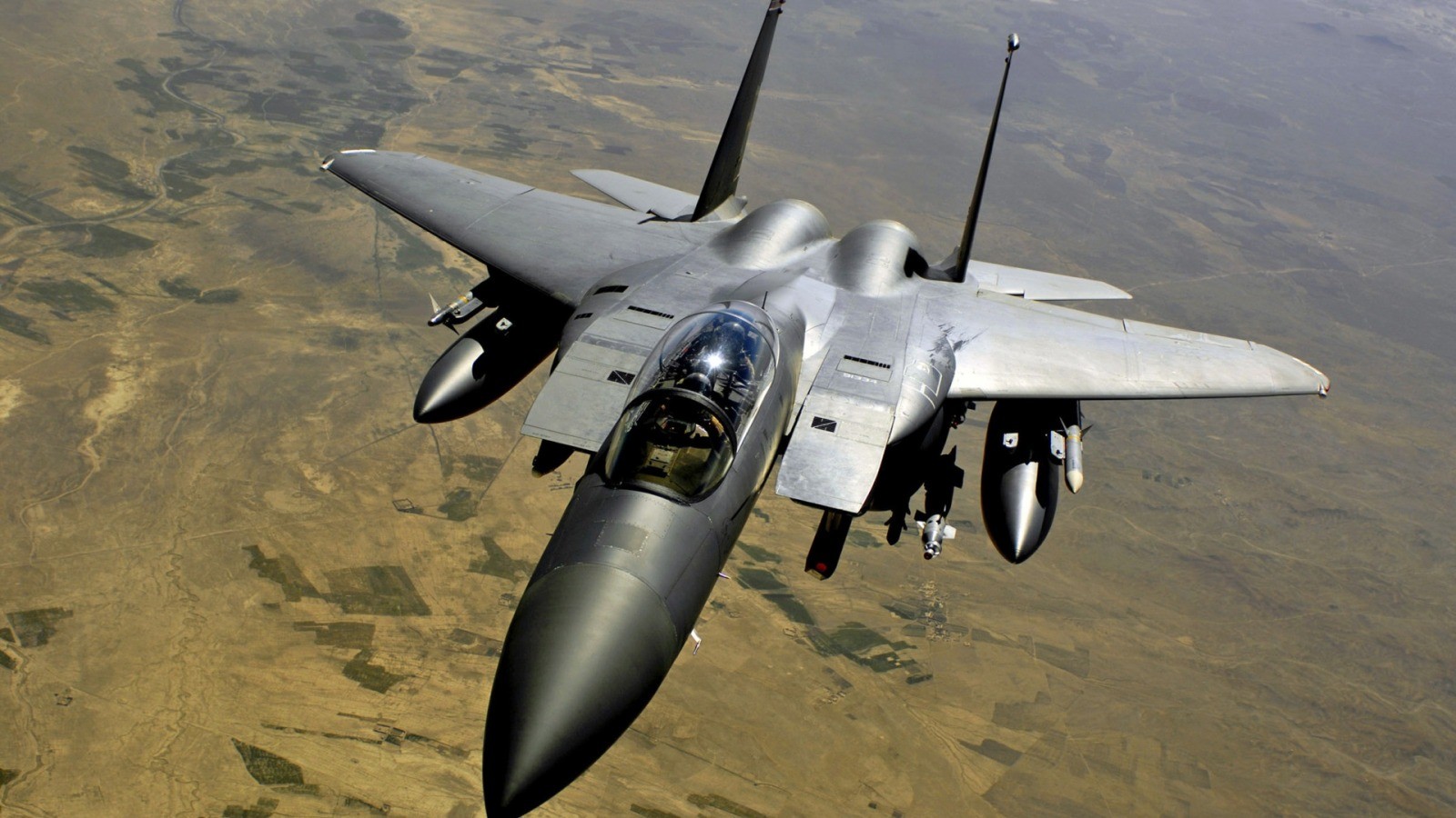 General 1600x900 jet fighter military aircraft F-15 Eagle military vehicle military vehicle aircraft American aircraft McDonnell Douglas pilot frontal view landscape