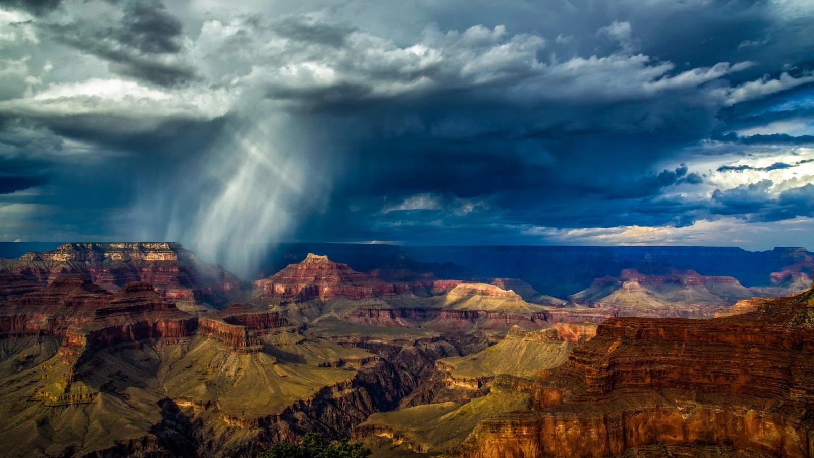 General 1600x900 landscape Grand Canyon Grand Canyon National Park storm rain canyon nature rock formation rocks sky