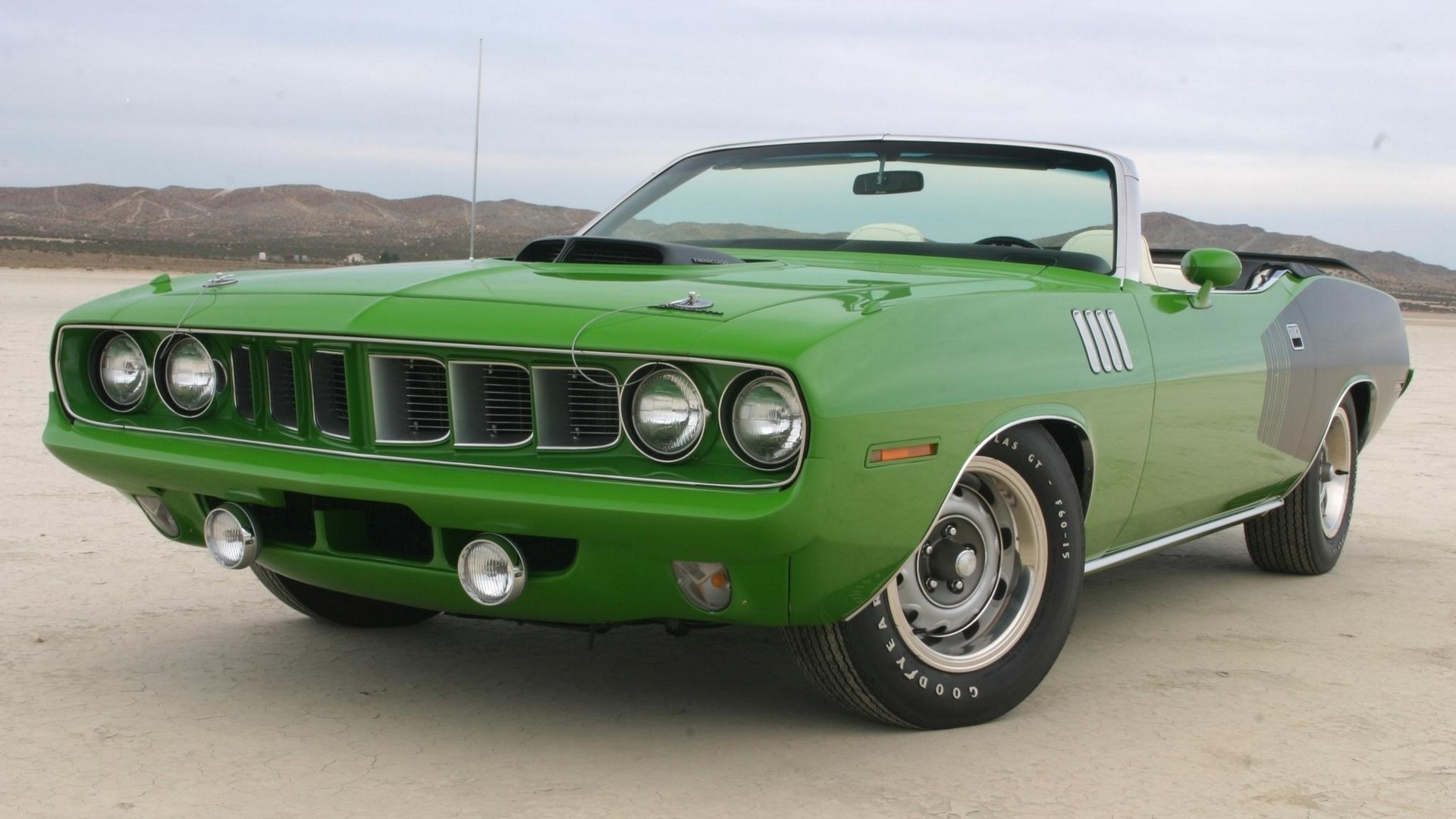 General 1920x1080 green cars car vehicle Plymouth Barracuda Plymouth muscle cars American cars convertible