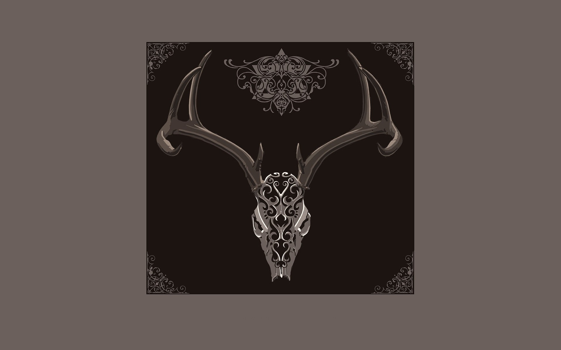 General 1920x1200 artwork deer simple background skull