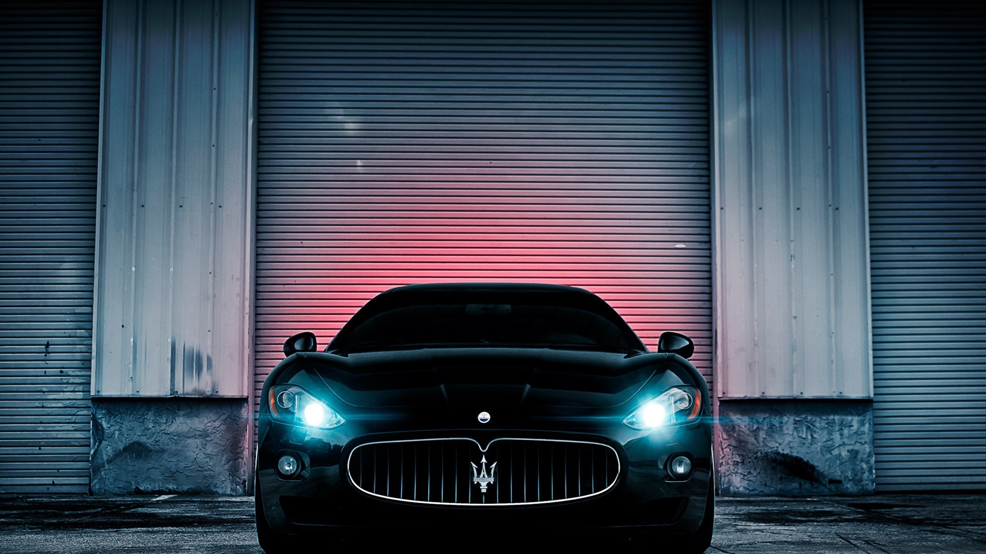 General 1920x1080 car sports car black cars Maserati Maserati GranTurismo lights urban garage building vehicle italian cars Stellantis frontal view