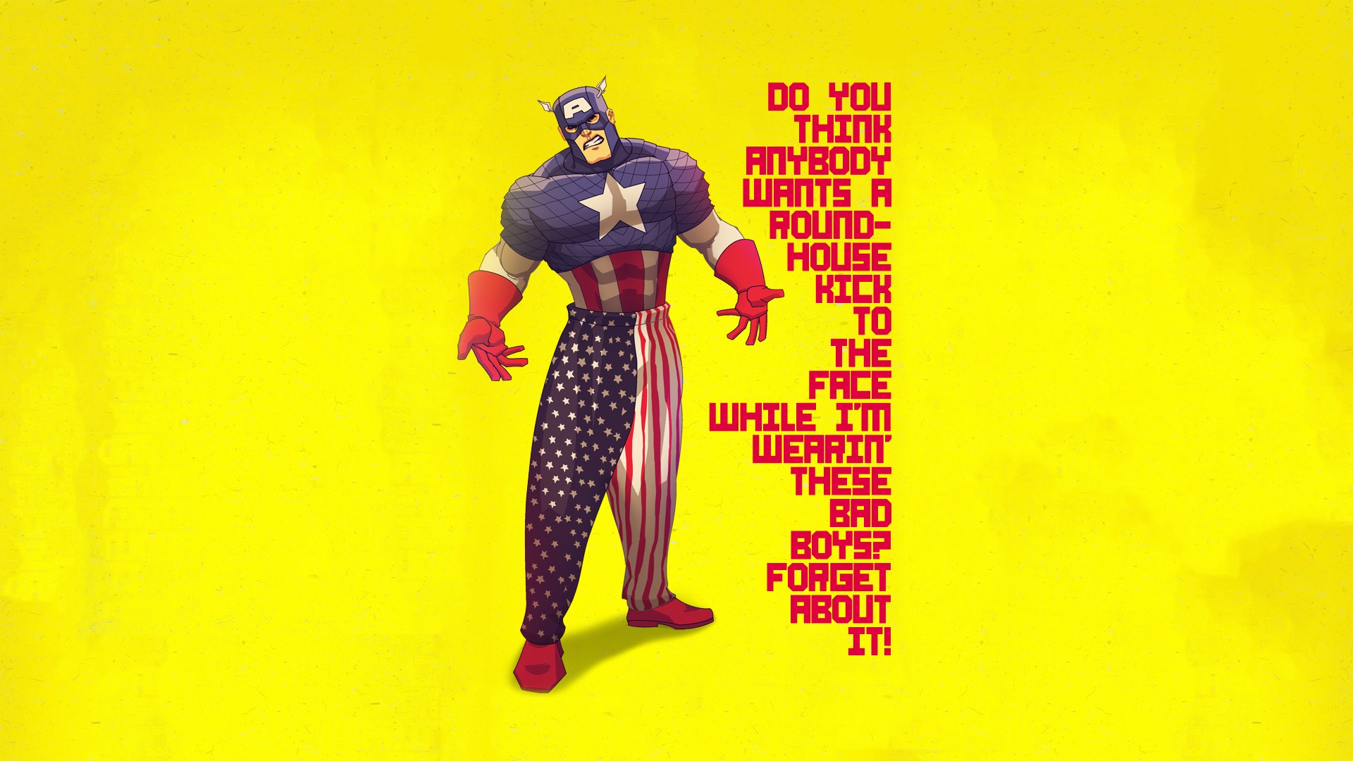General 1920x1080 Captain America crossover humor Napoleon Dynamite yellow background text simple background superhero