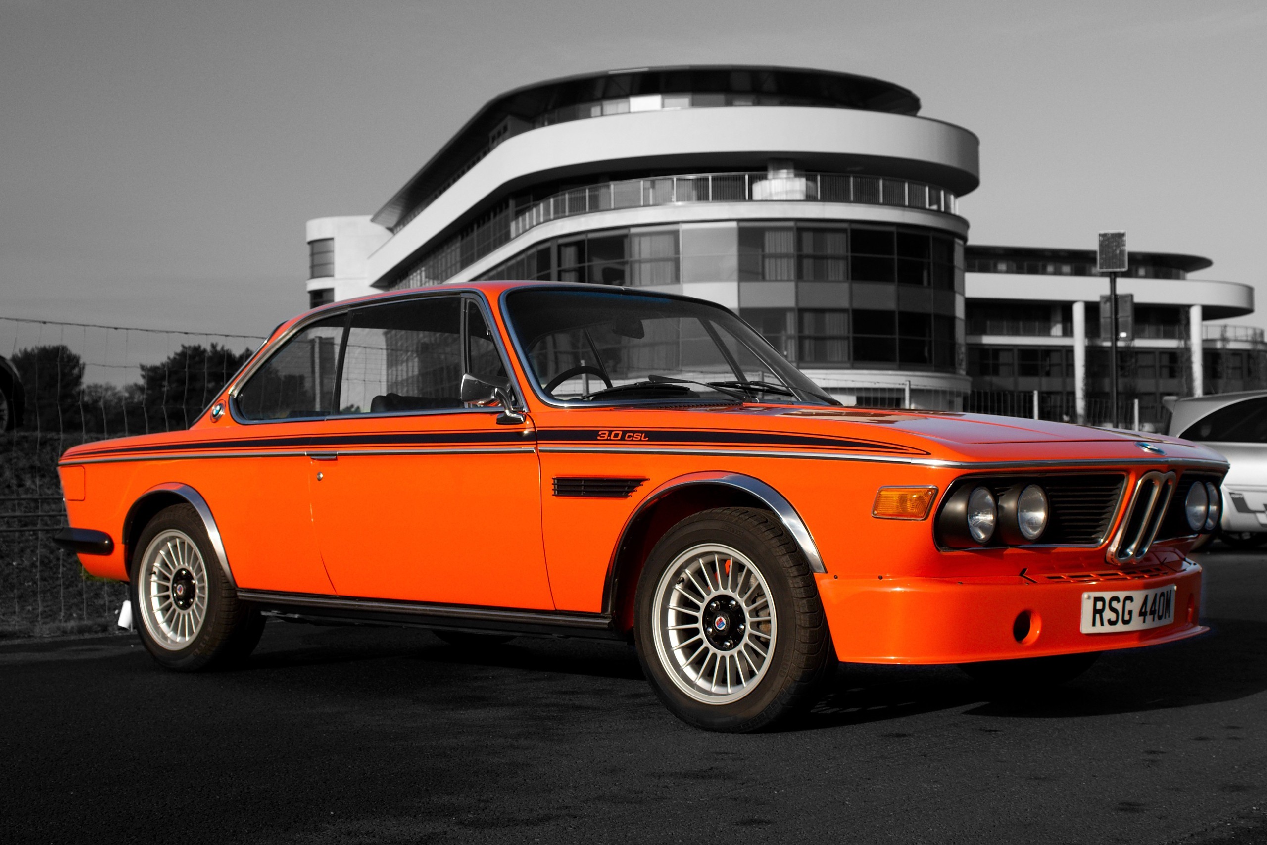 General 2560x1707 car BMW vehicle numbers selective coloring orange cars BMW E9