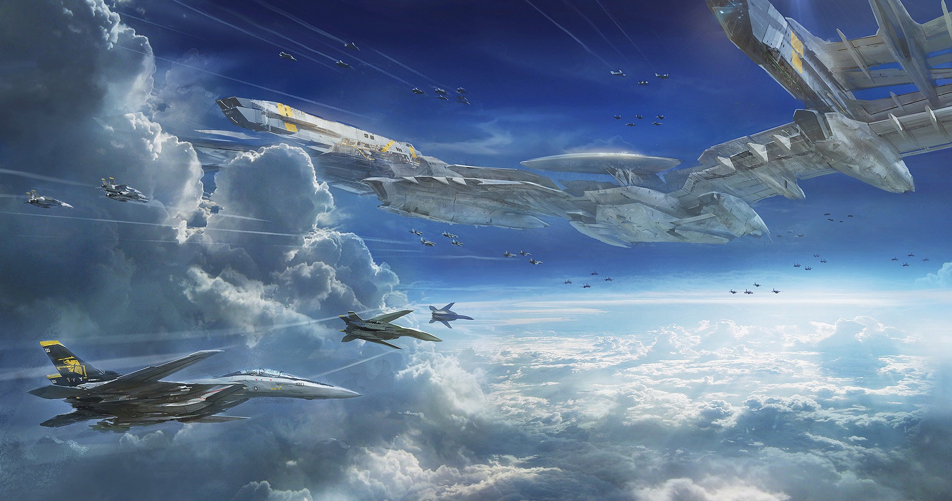 General 1920x1011 aircraft futuristic artwork clouds vehicle military aircraft