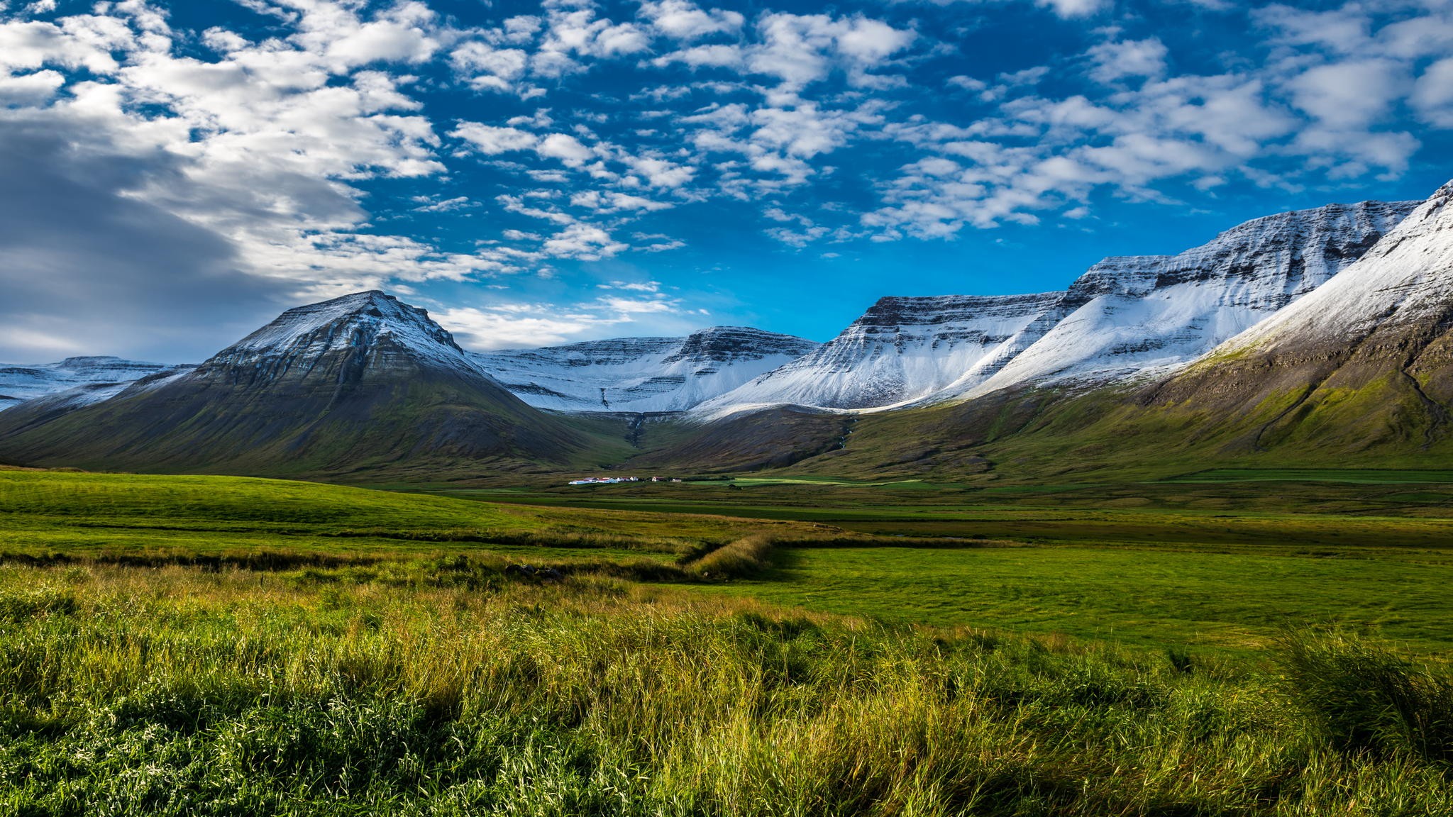General 2048x1152 Iceland mountains snowy mountain valley landscape nordic landscapes field nature