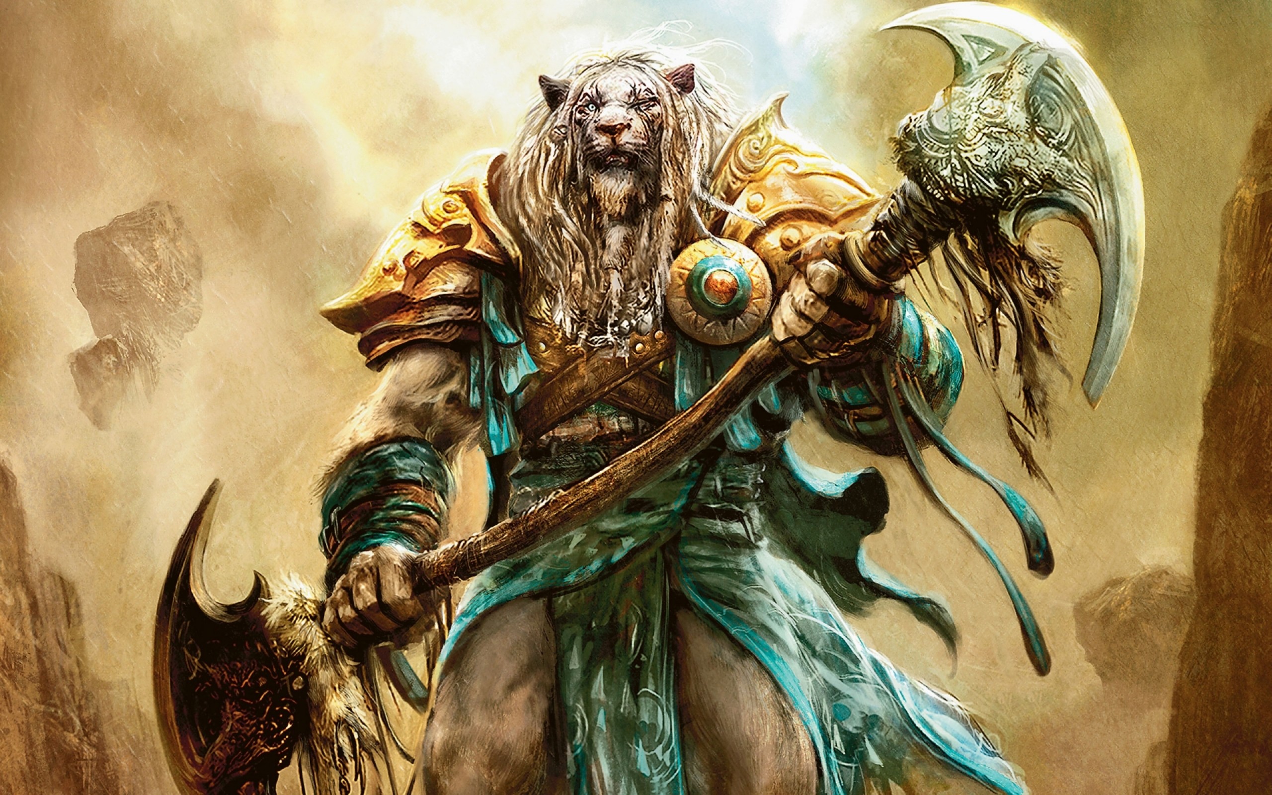 General 2560x1600 Magic: The Gathering fantasy art hero feline warrior