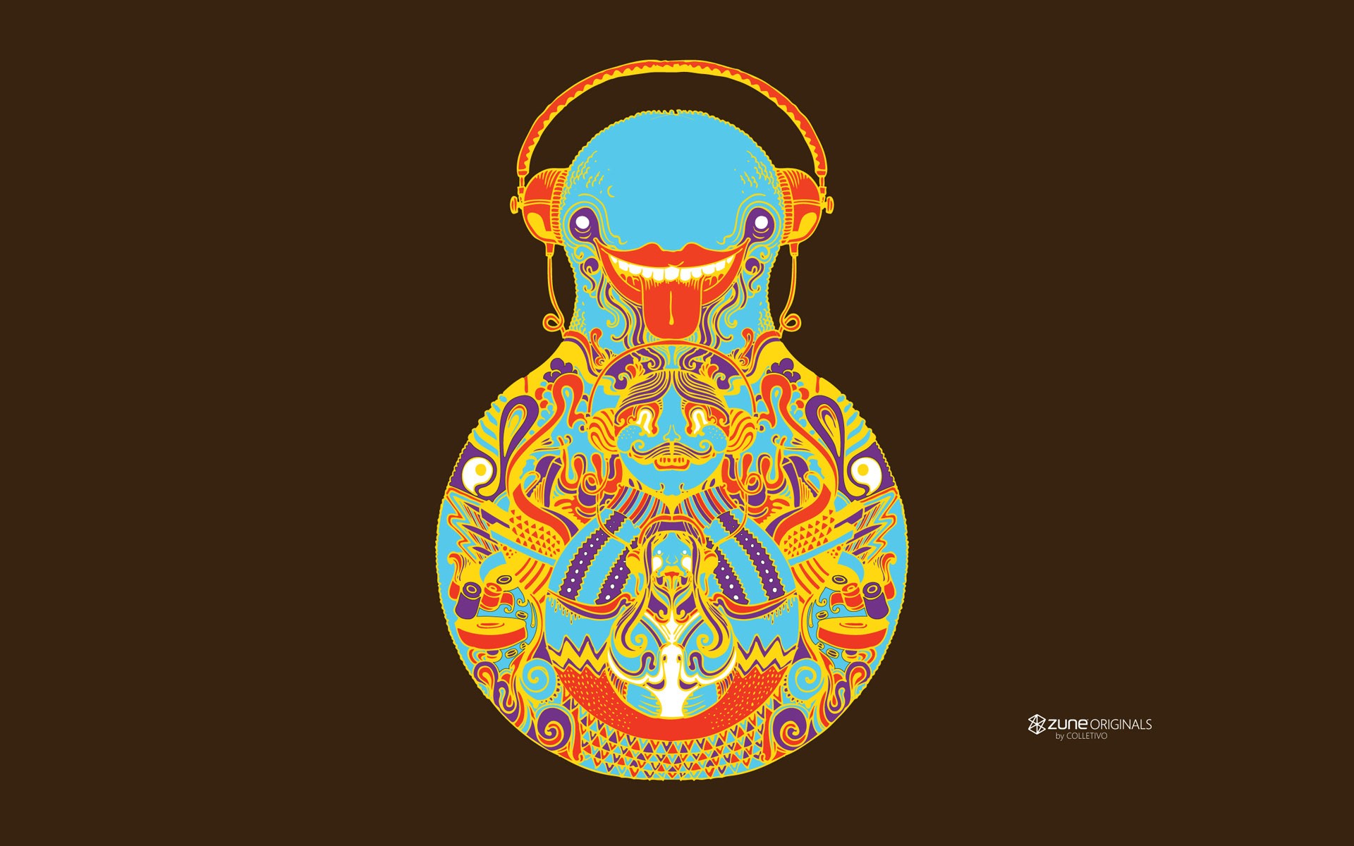 General 1920x1200 psychedelic artwork brown background surreal simple background Zune