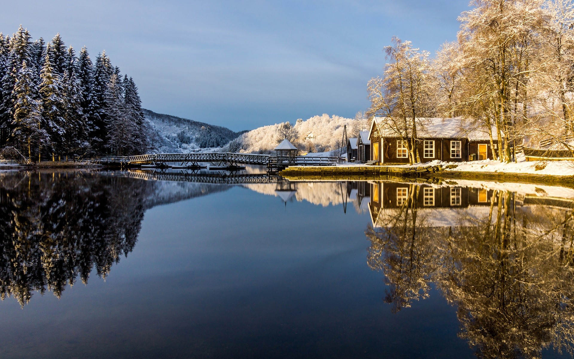 General 1920x1200 nature water reflection trees snow winter building landscape cold outdoors calm waters calm