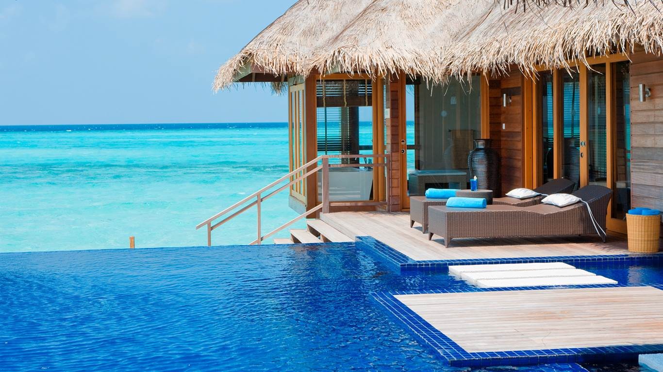 General 1366x768 Maldives resort swimming pool beach tropical sea luxury summer bungalow nature landscape