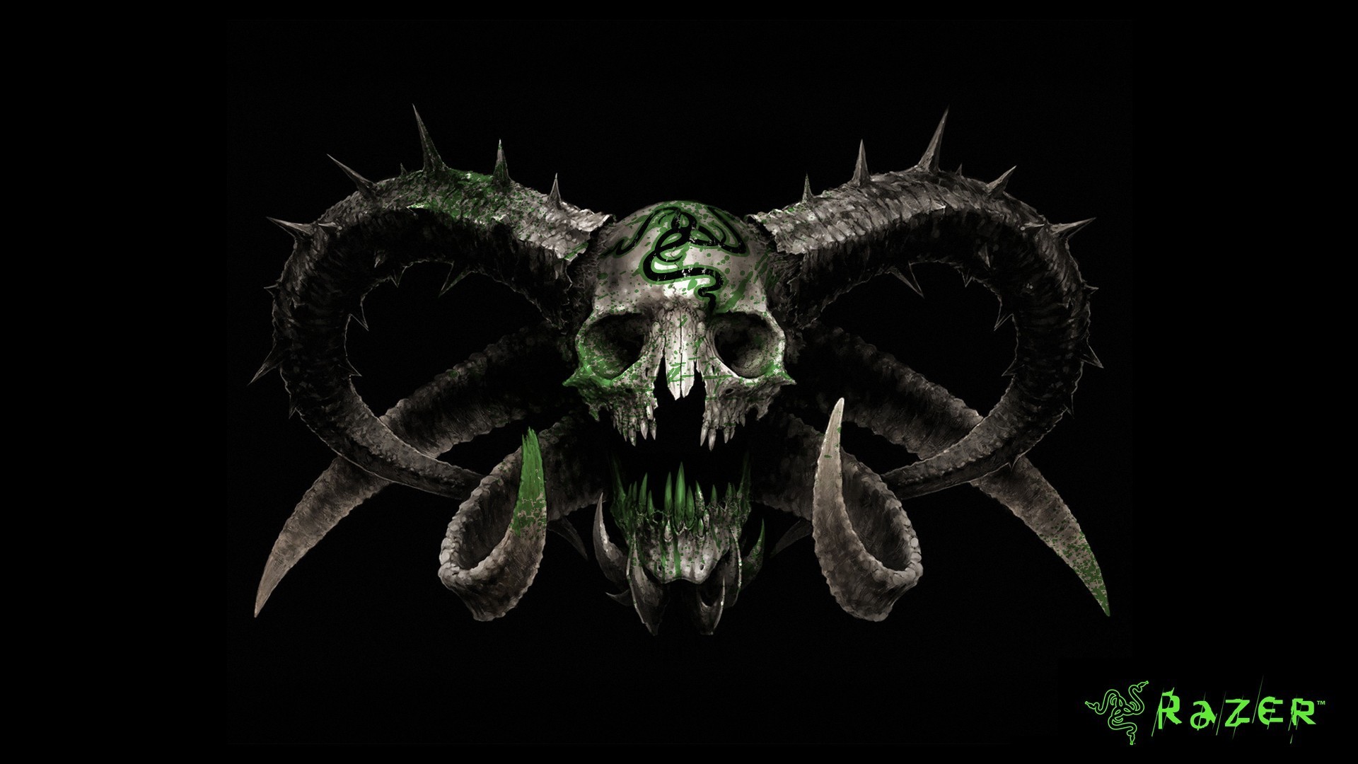 General 1920x1080 skull horns fantasy art digital art simple background black background
