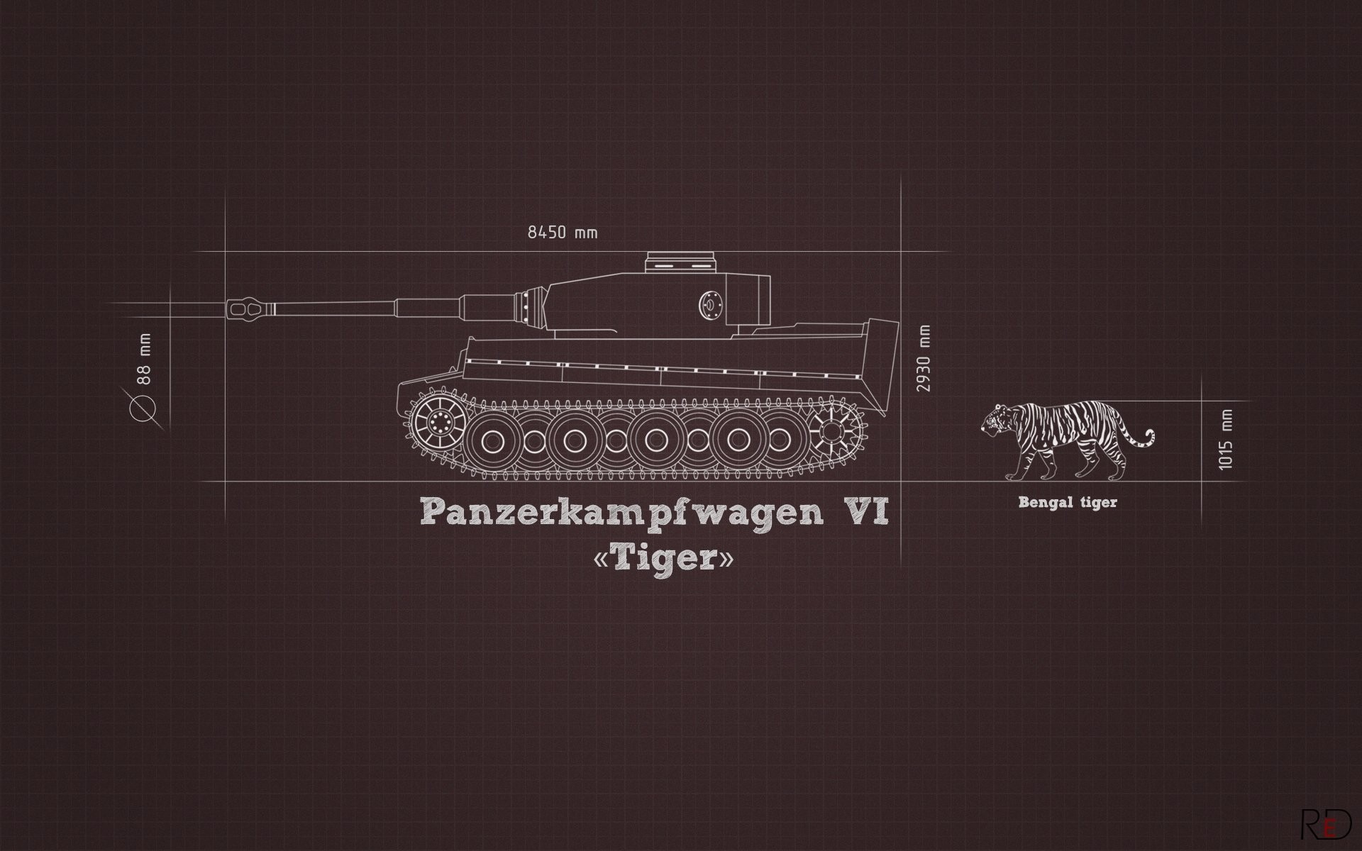 General 1920x1200 military blueprints Tiger I humor tiger tank military vehicle German tanks minimalism vehicle concept art animals