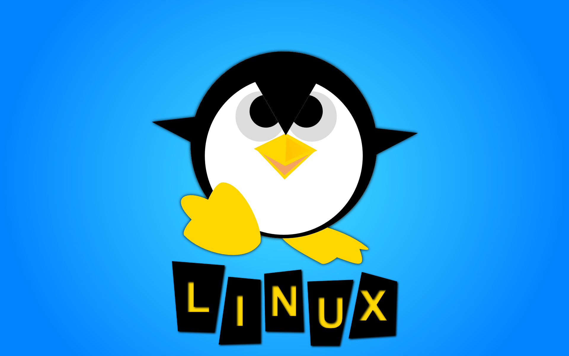 General 1920x1200 simple background blue typography penguins cyan background birds animals Linux operating system