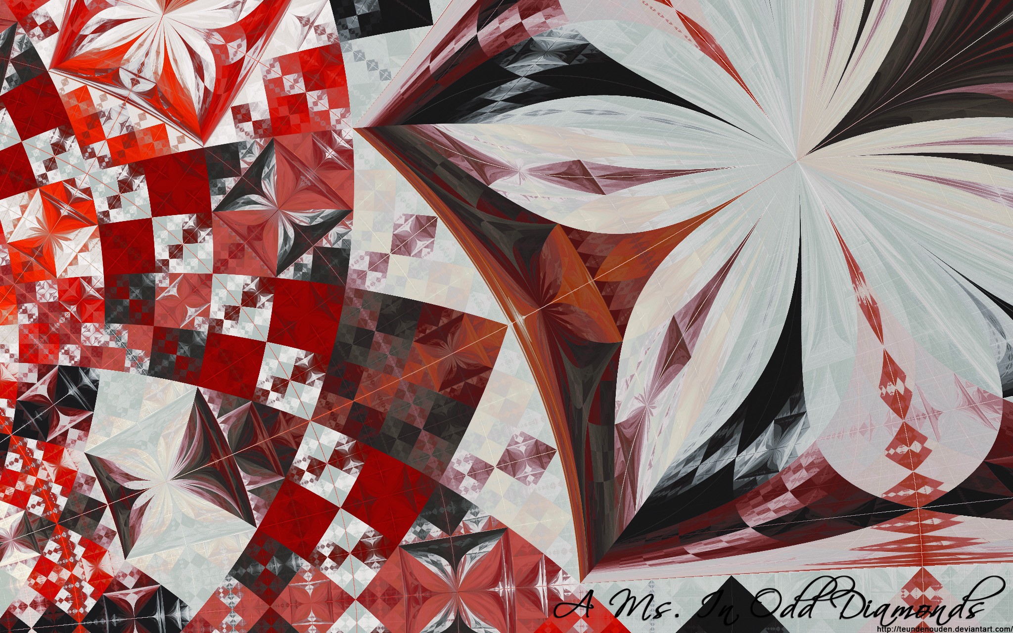General 2048x1280 fractal hexagon triangle digital art CGI diamonds pattern abstract DeviantArt
