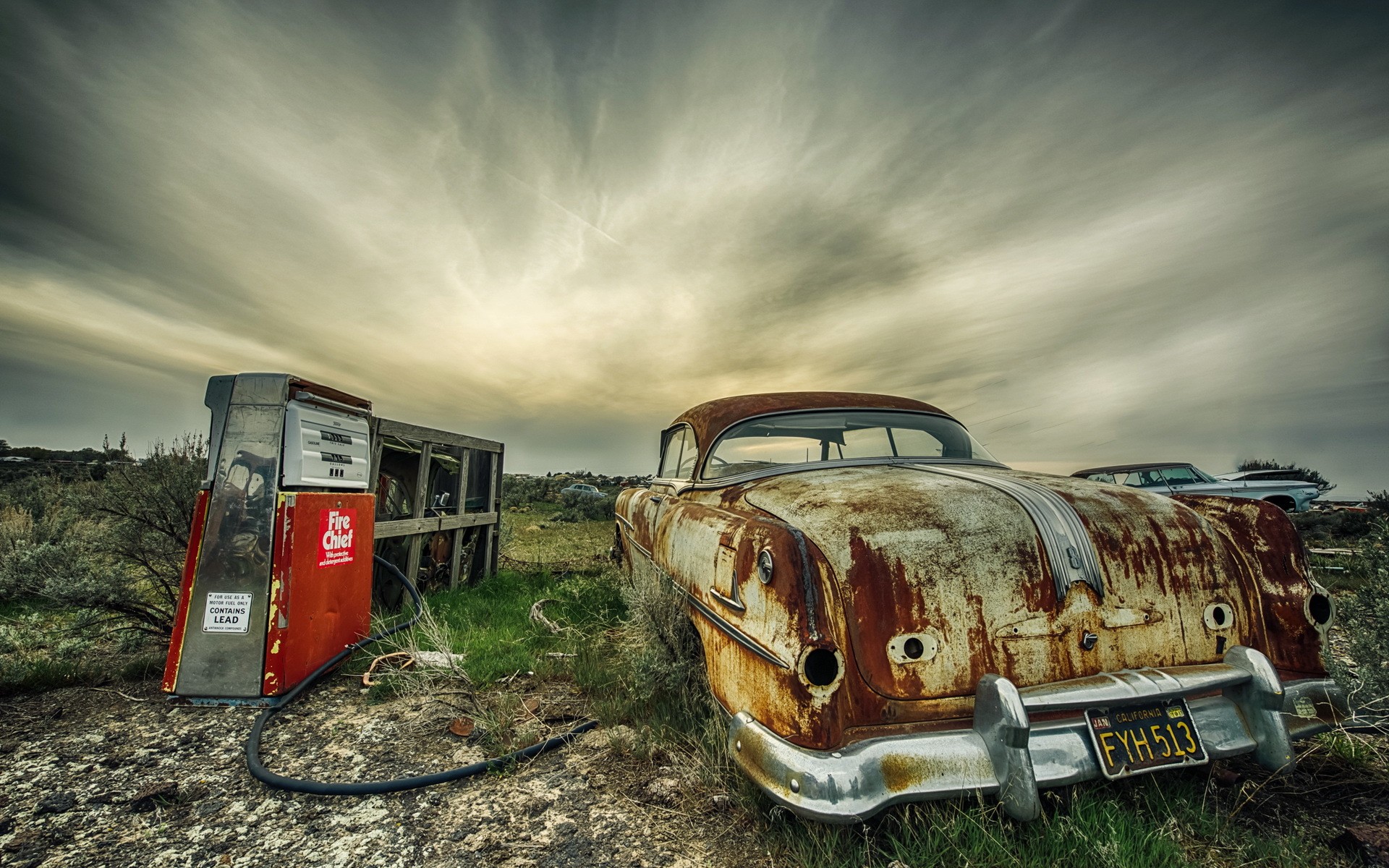 General 1920x1200 wreck car vehicle HDR numbers rust sky