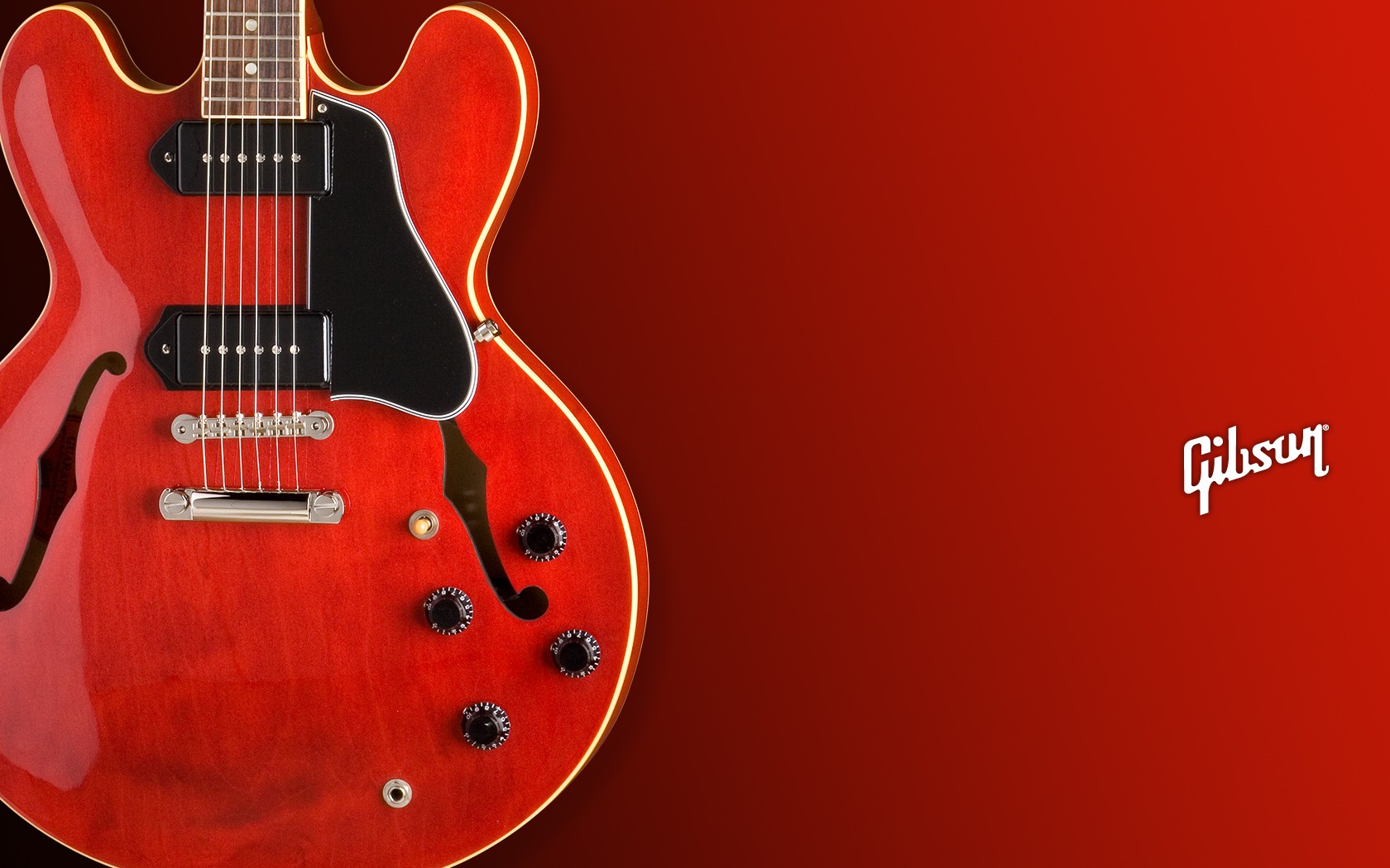 General 1680x1050 guitar Gibson ES335 musical instrument red background red